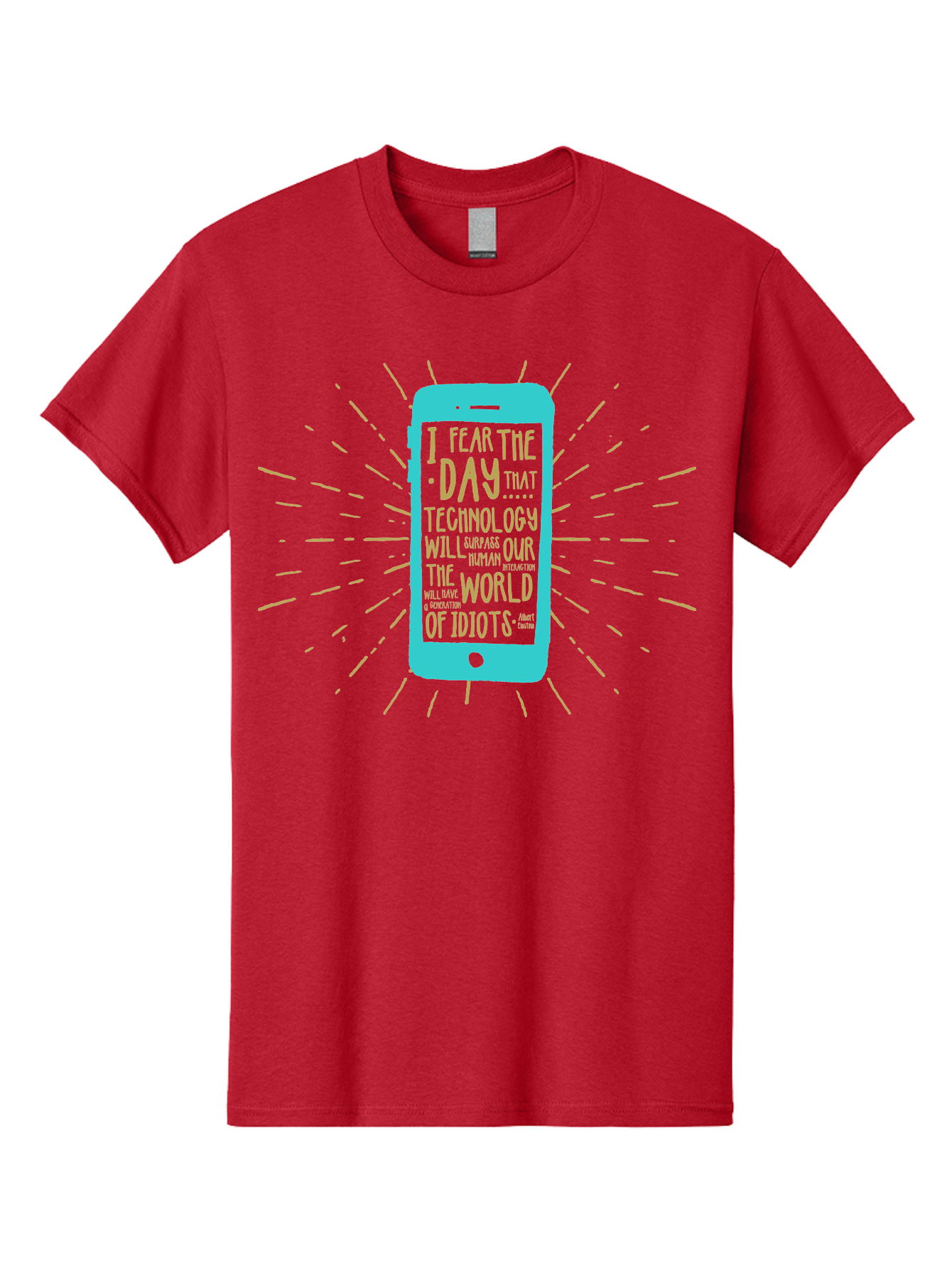 Generation Y Men'S Graphic Tee, 100% Cotton, Comfortable Casual Summer Wear, Machine Washable, Smartphone With Quote, Technology Concern, Future Anxiety, Innovation Impact, Digital Age, Social Commentary, Wise Words, Thought-Provoking Message Aae300 15