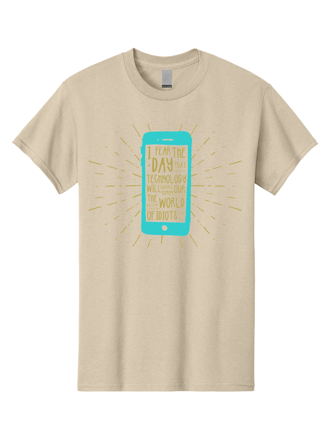 Generation Y Men'S Graphic Tee, 100% Cotton, Comfortable Casual Summer Wear, Machine Washable, Smartphone With Quote, Technology Concern, Future Anxiety, Innovation Impact, Digital Age, Social Commentary, Wise Words, Thought-Provoking Message Aae300 29