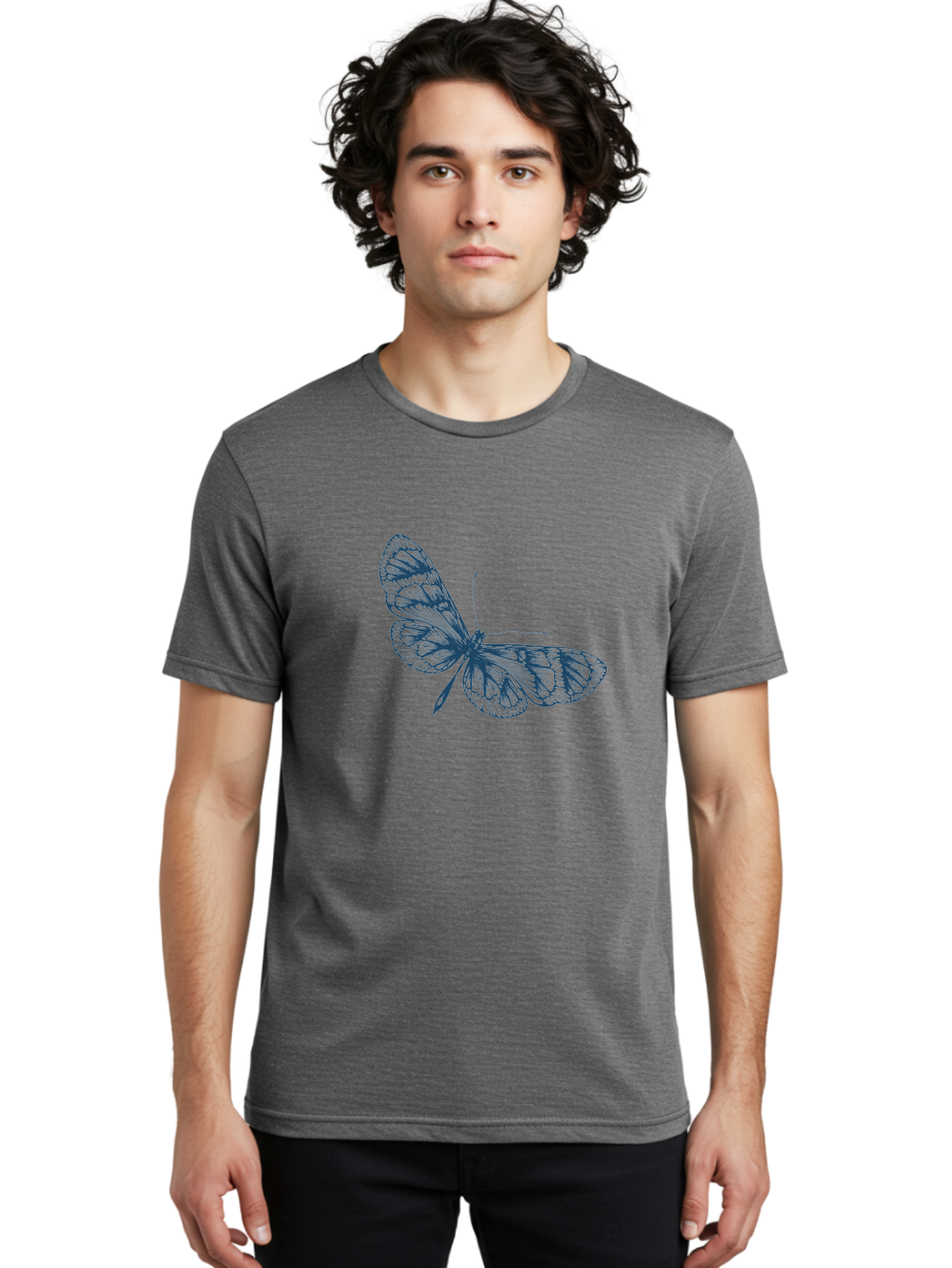 Insect Men'S Graphic Tee, 100% Cotton, Comfortable Casual Summer Wear, Machine Washable, Delicate Wings, Intricate Patterns, Fragile Beauty, Butterfly Silhouette, Transparent Wings, Insect Art, Abstract Design, Modern Graphics Aae401 22