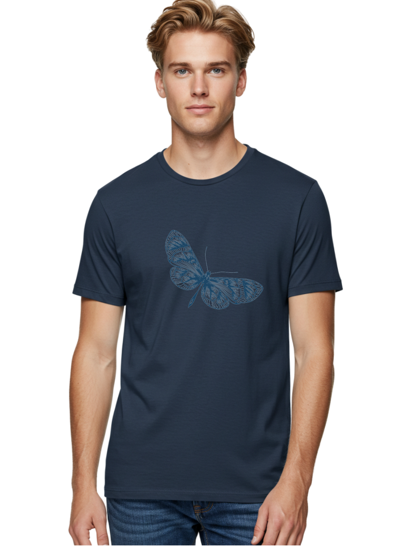 Insect Men'S Graphic Tee, 100% Cotton, Comfortable Casual Summer Wear, Machine Washable, Delicate Wings, Intricate Patterns, Fragile Beauty, Butterfly Silhouette, Transparent Wings, Insect Art, Abstract Design, Modern Graphics Aae401 4