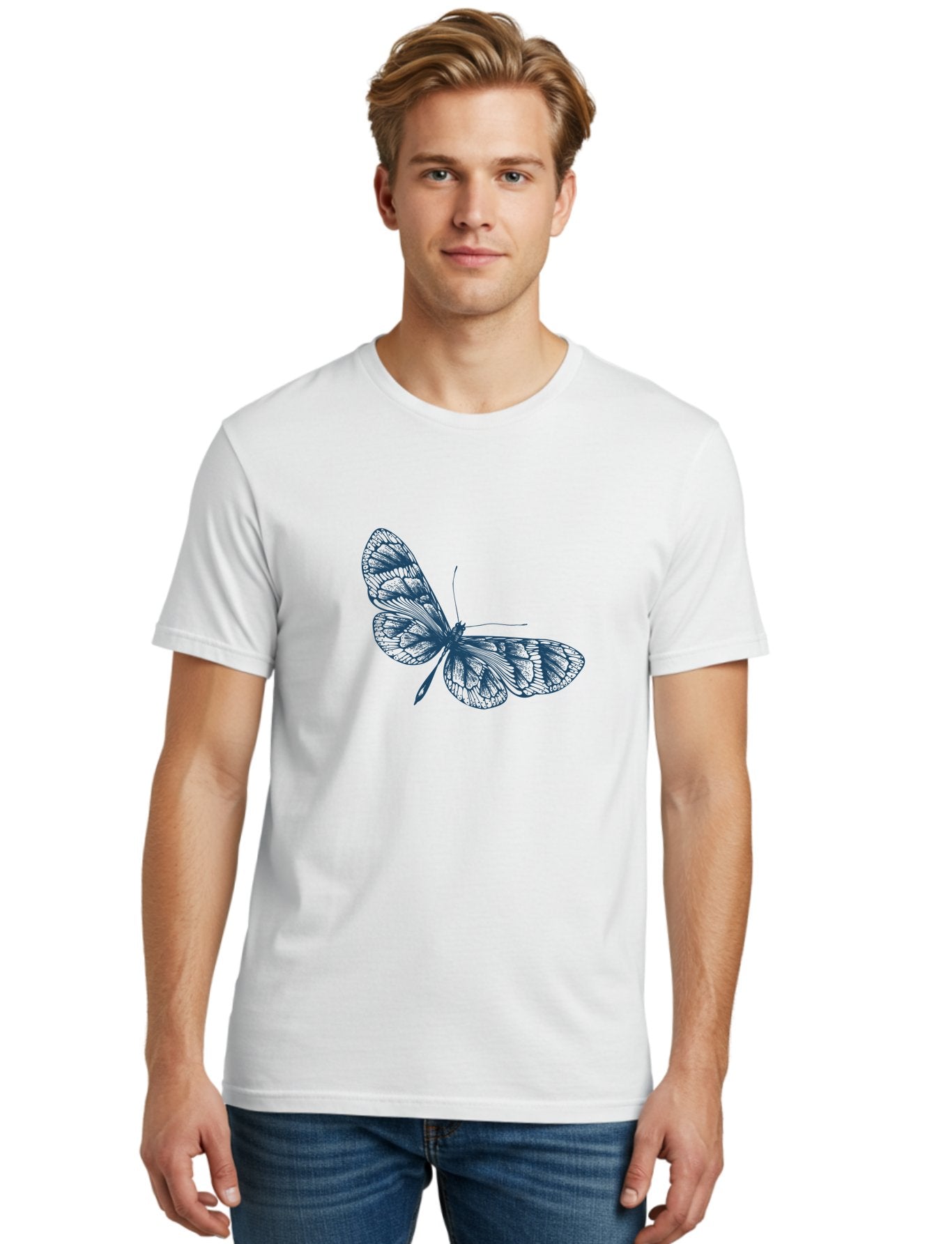 Insect Men'S Graphic Tee, 100% Cotton, Comfortable Casual Summer Wear, Machine Washable, Delicate Wings, Intricate Patterns, Fragile Beauty, Butterfly Silhouette, Transparent Wings, Insect Art, Abstract Design, Modern Graphics Aae401 18