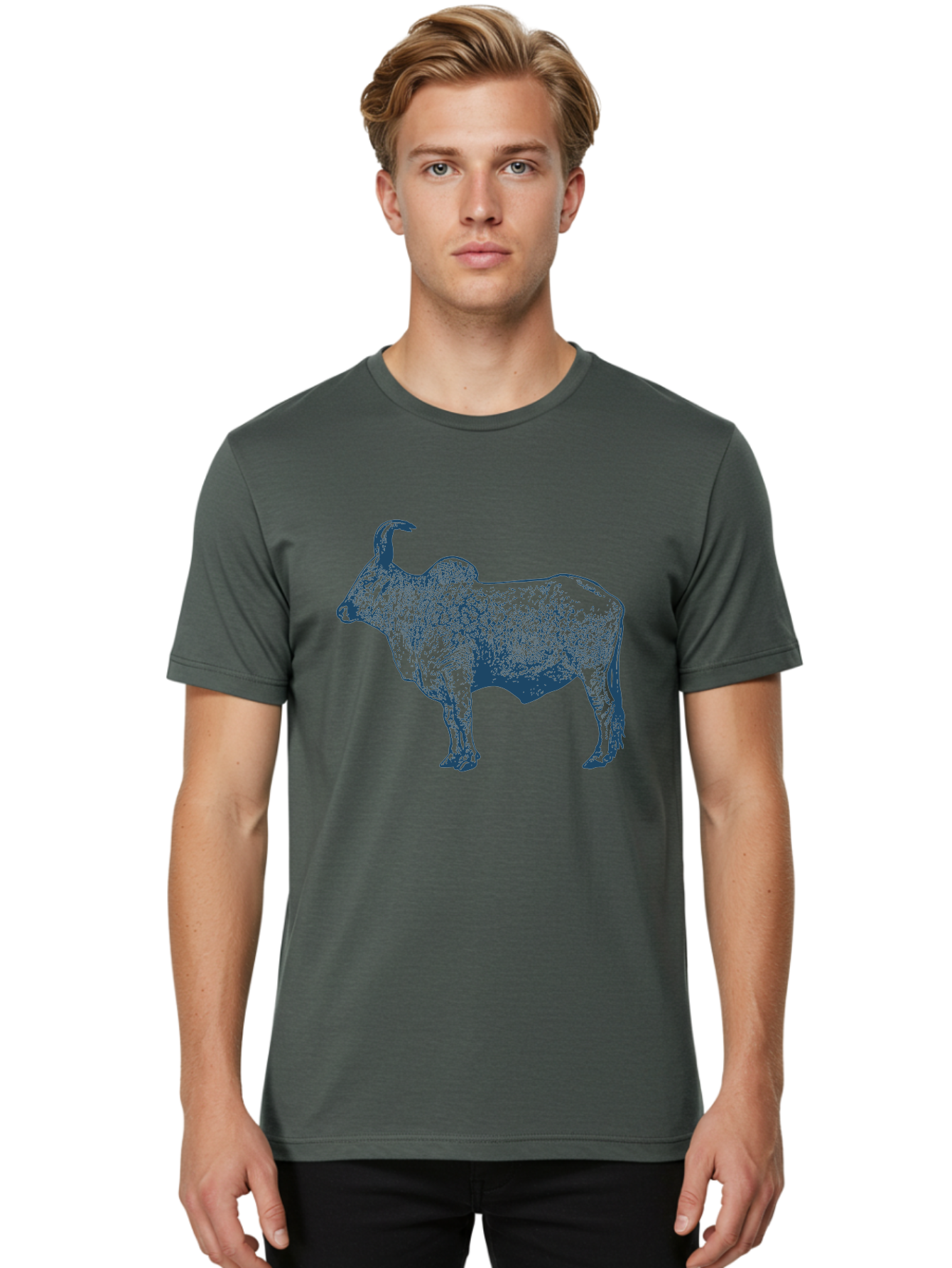 Iron Horn Buffalo Men'S Graphic Tee, 100% Cotton, Comfortable Casual Summer Wear, Machine Washable, Taurus Zodiac Sign, Bull Symbol, Horoscope Illustration, Astrology Artwork, Stylized Bull Image, Curved Horns, Artistic Design Aae406 8