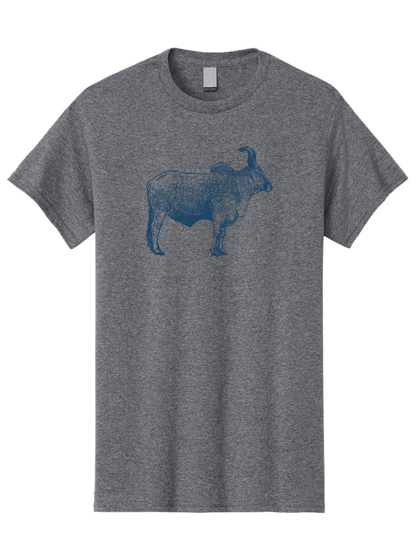 Iron Horn Buffalo 2 Men'S Graphic Tee, 100% Cotton, Comfortable Casual Summer Wear, Machine Washable, Bull Graphic, Dark Blue Illustration, Horned Animal, Livestock Art, Wildlife Design, Abstract Texture, Sketch Style Aae407 4