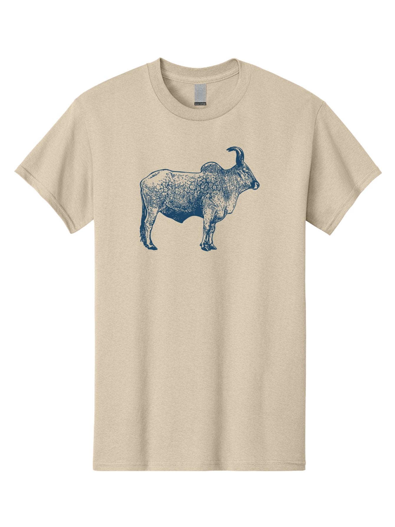 Iron Horn Buffalo 2 Men'S Graphic Tee, 100% Cotton, Comfortable Casual Summer Wear, Machine Washable, Bull Graphic, Dark Blue Illustration, Horned Animal, Livestock Art, Wildlife Design, Abstract Texture, Sketch Style Aae407 3