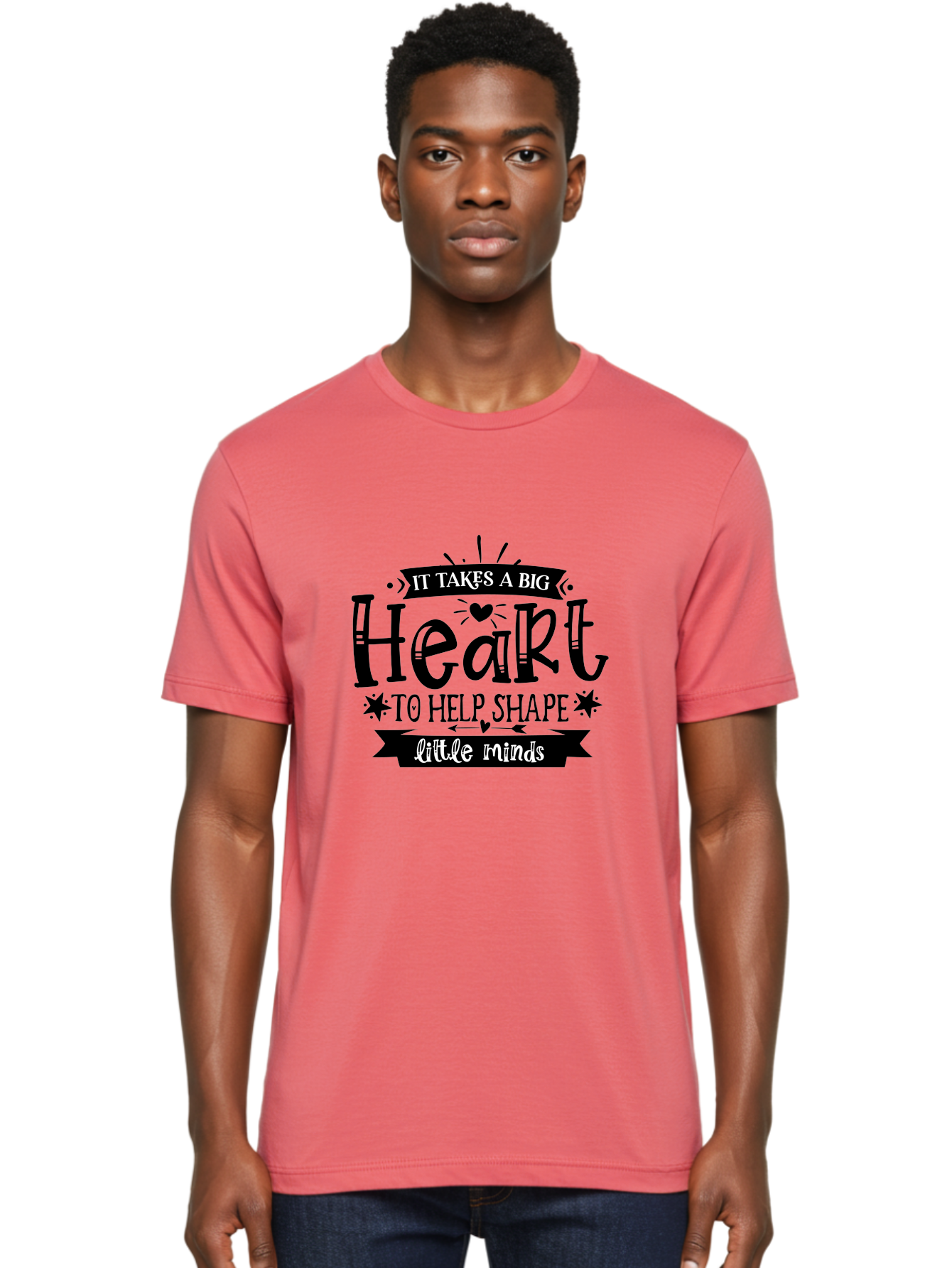 It Takes A Big Heart To Help Shape Little Minds Men'S Graphic Tee, 100% Cotton, Comfortable Casual Summer Wear, Machine Washable, Teacher Appreciation, Inspirational Quote, Heartwarming Message, Teaching Inspiration, Motivational Quote, Aae408 20