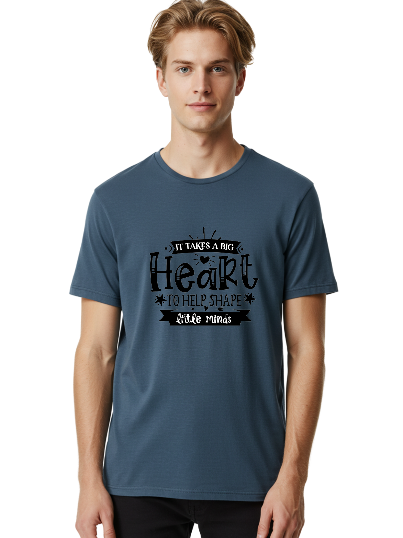 It Takes A Big Heart To Help Shape Little Minds Men'S Graphic Tee, 100% Cotton, Comfortable Casual Summer Wear, Machine Washable, Teacher Appreciation, Inspirational Quote, Heartwarming Message, Teaching Inspiration, Motivational Quote, Aae408 6