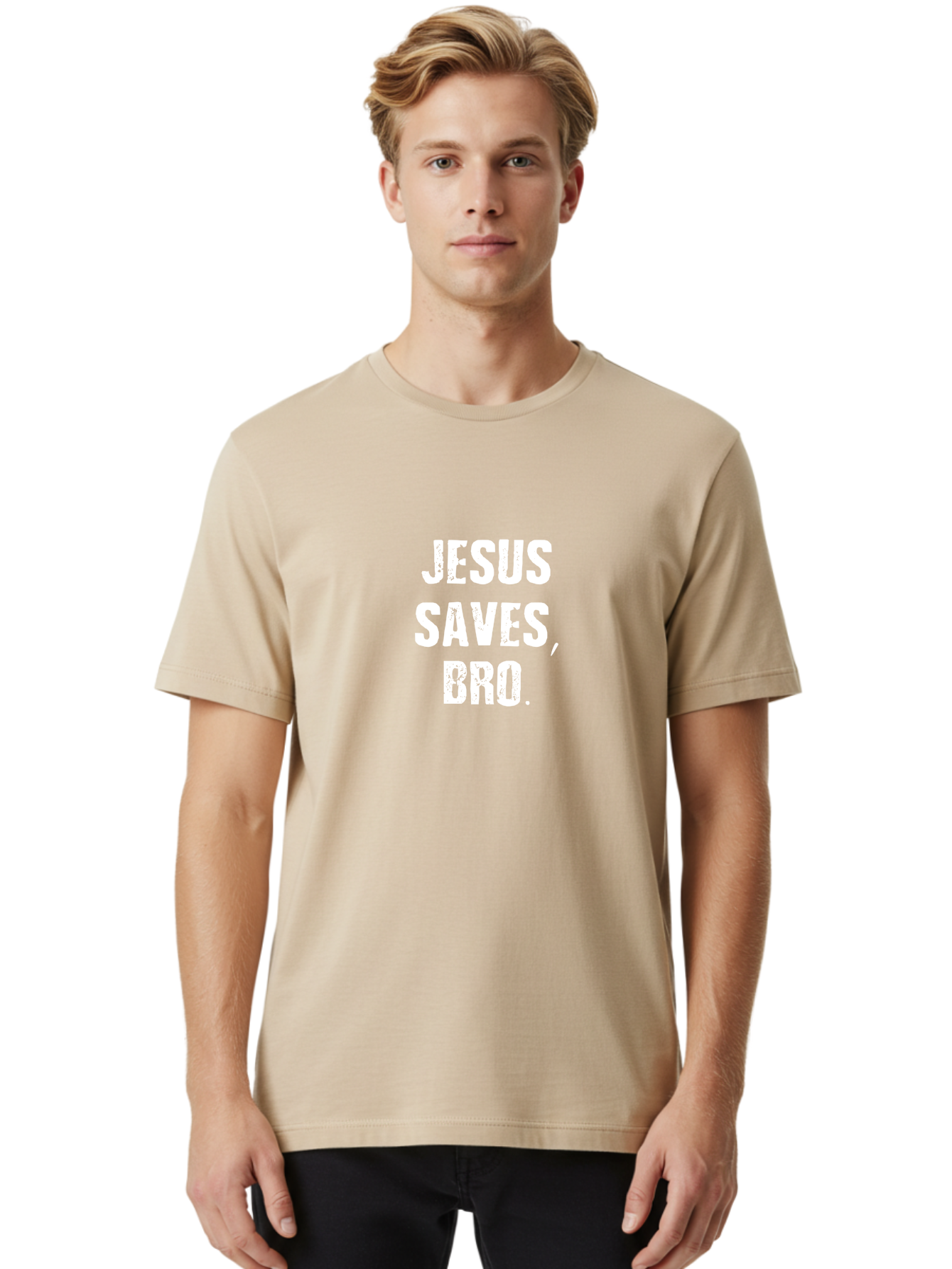 Jesus Saves Bro Men'S Graphic Tee, 100% Cotton, Comfortable Casual Summer Wear, Machine Washable, Jesus Saves, Inspirational Quote, Motivational Phrase, Christian Message, Faith-Based Affirmation, Spiritual Encouragement, Bold Typography Aae425 18