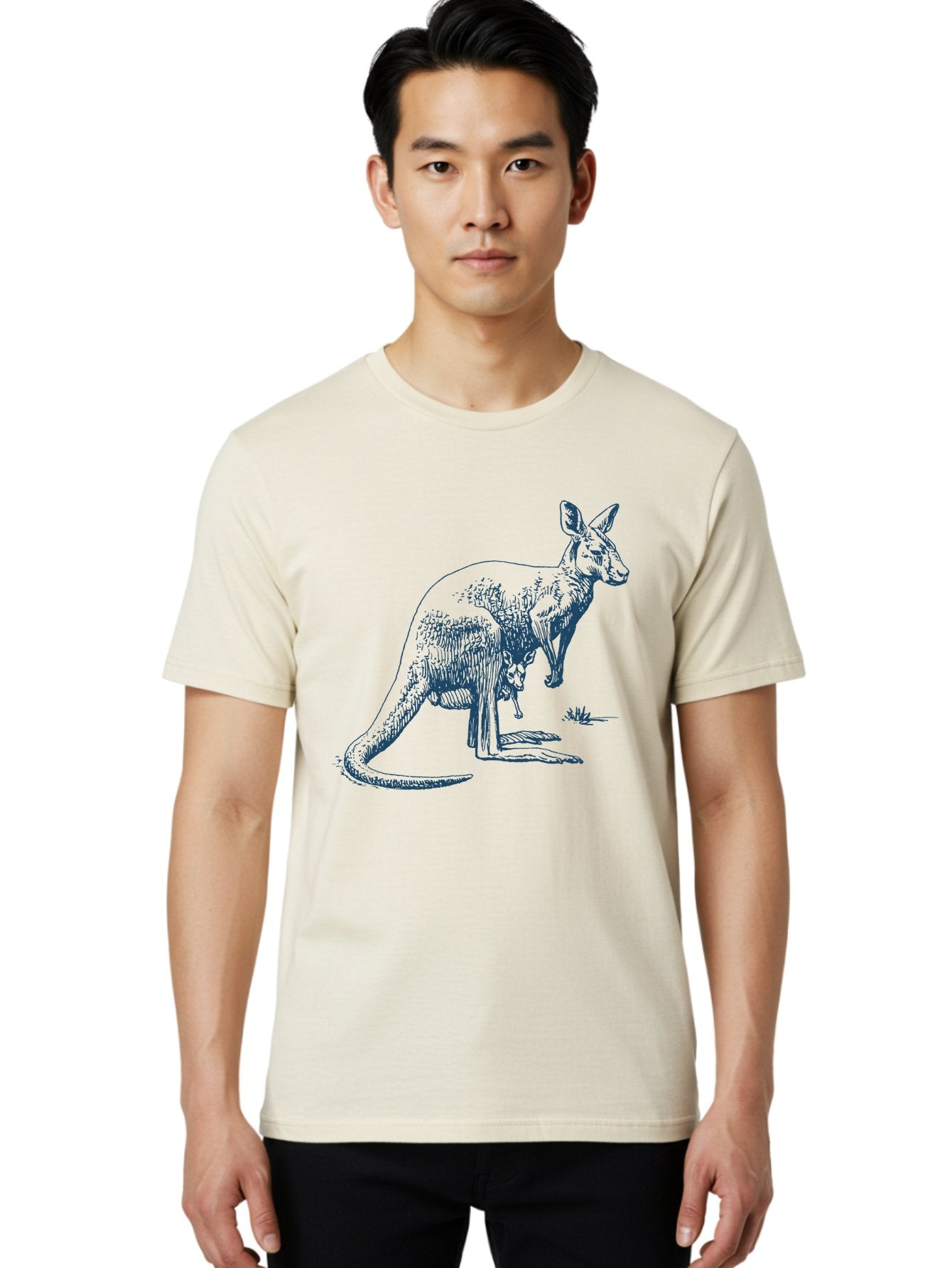 Kangaroo Mode Men'S Graphic Tee, 100% Cotton, Comfortable Casual Summer Wear, Machine Washable, Kangaroo And Joey, Marsupial, Australian Wildlife, Mother And Baby, Wild Animals, Outback, Fauna Aae428 24