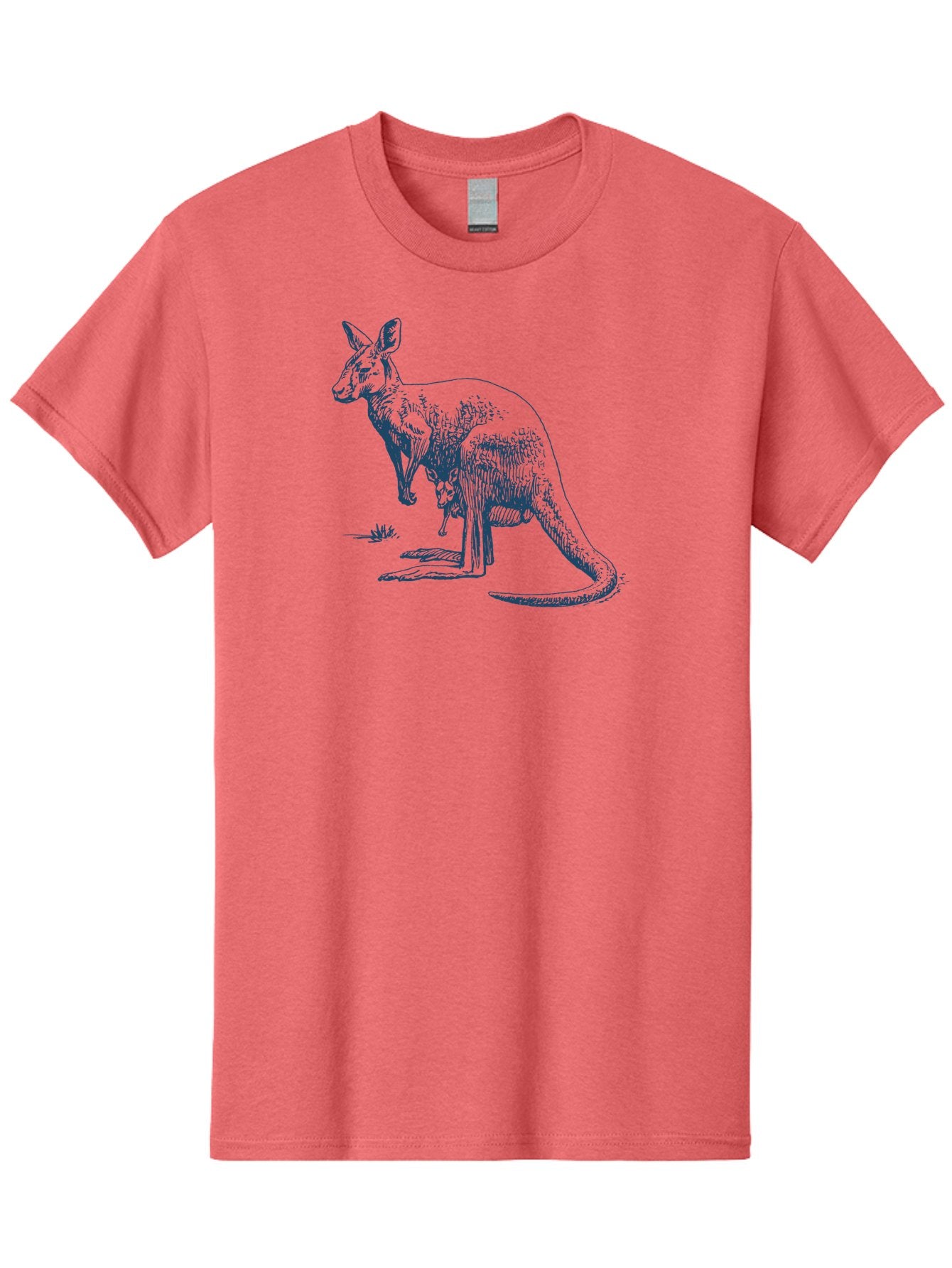 Kangaroo Mode 2 Men'S Graphic Tee, 100% Cotton, Comfortable Casual Summer Wear, Machine Washable, Kangaroo With Joey In Pouch, Marsupial, Australian Wildlife, Mother And Baby, Wild Animal Illustration, Natural Habitat, Wildlife Art Aae429 3