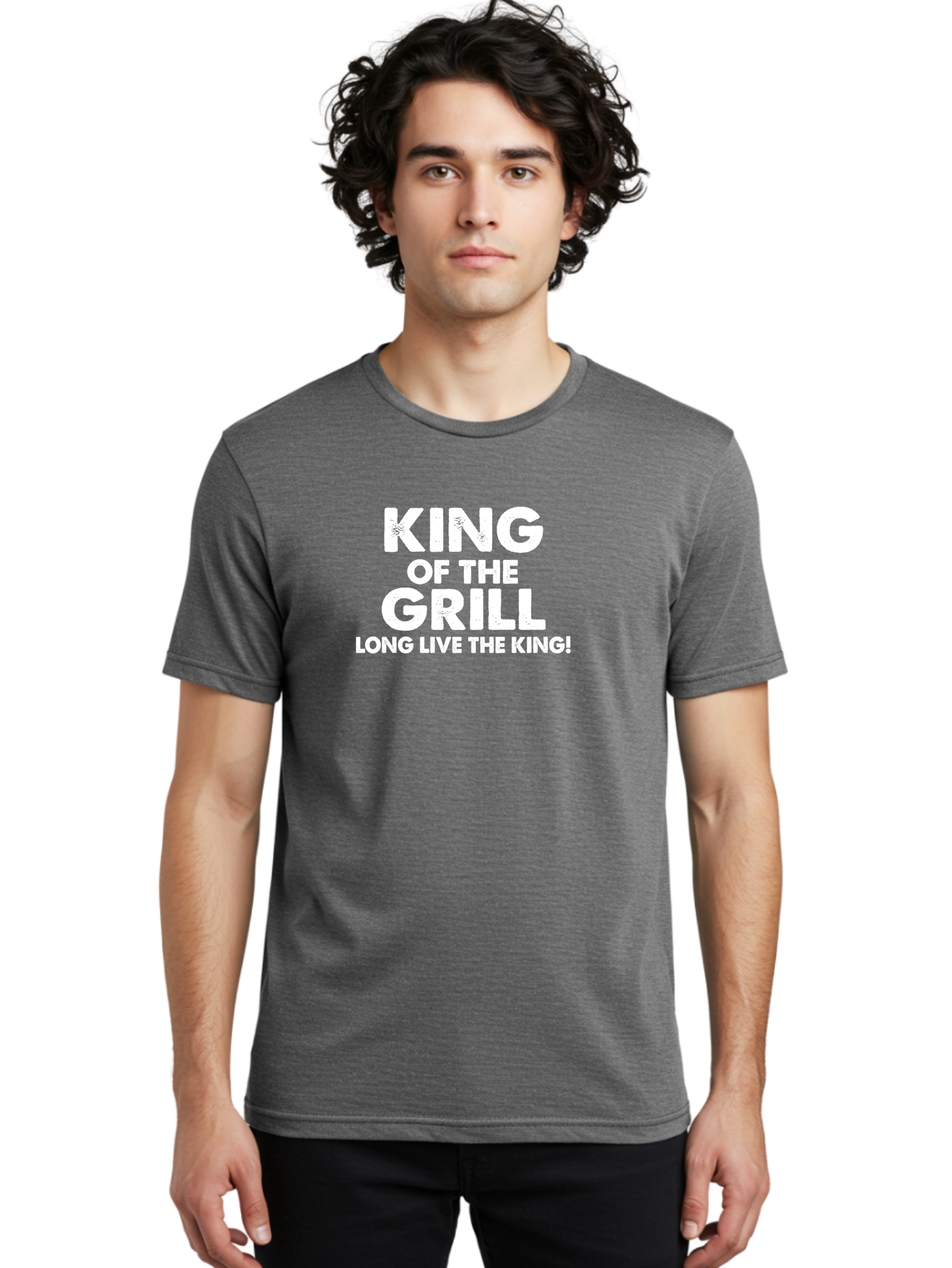 King Of The Grill Men'S Graphic Tee, 100% Cotton, Comfortable Casual Summer Wear, Machine Washable, Barbecue King, Grill Master, Bbq Lover, Outdoor Cooking, Long Live The King, Grill Enthusiast, Barbecue Champion, King Of Bbq Aae433