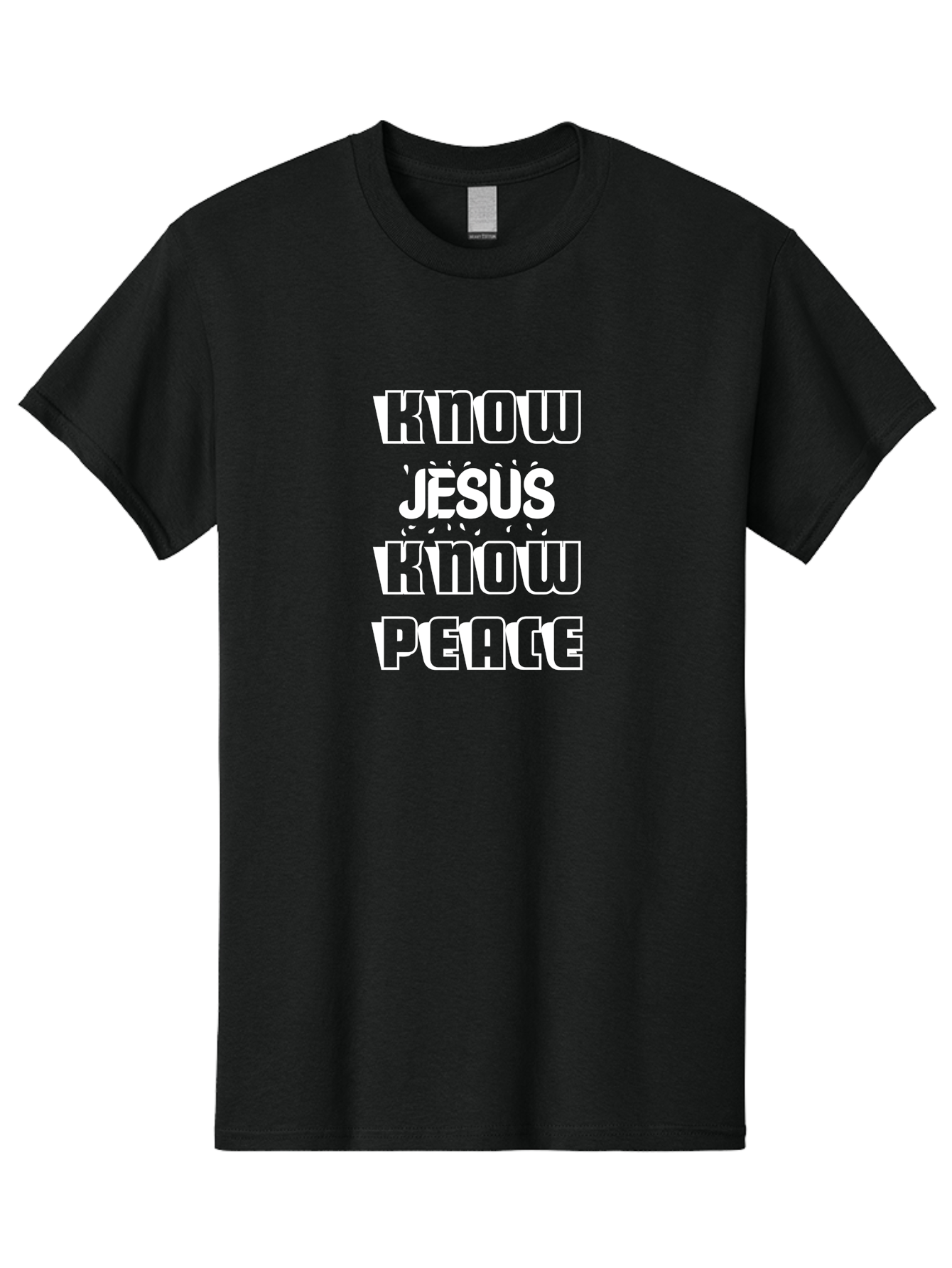 Know Jesus Know Peace Men'S Graphic Tee, 100% Cotton, Comfortable Casual Summer Wear, Machine Washable, Inspirational Quote, Faith-Based Message, Christian Values, Know Jesus Know Peace, Motivational Phrase, Spiritual Guidance, Jesus Christ, Aae437 17