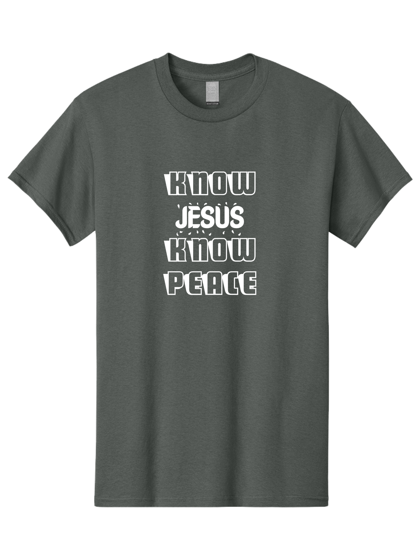 Know Jesus Know Peace Men'S Graphic Tee, 100% Cotton, Comfortable Casual Summer Wear, Machine Washable, Inspirational Quote, Faith-Based Message, Christian Values, Know Jesus Know Peace, Motivational Phrase, Spiritual Guidance, Jesus Christ, Aae437 23
