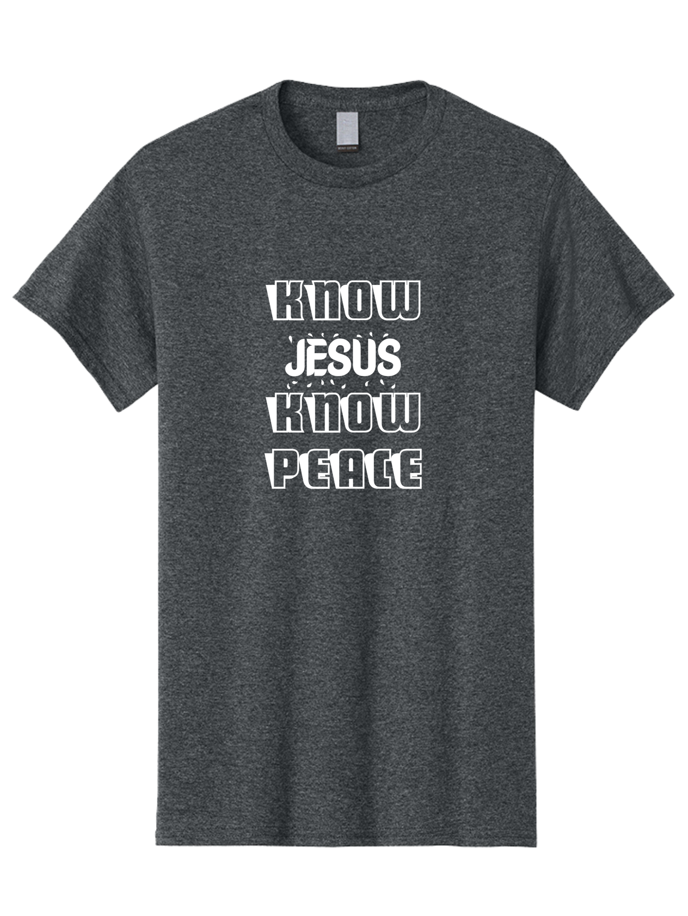 Know Jesus Know Peace Men'S Graphic Tee, 100% Cotton, Comfortable Casual Summer Wear, Machine Washable, Inspirational Quote, Faith-Based Message, Christian Values, Know Jesus Know Peace, Motivational Phrase, Spiritual Guidance, Jesus Christ, Aae437
