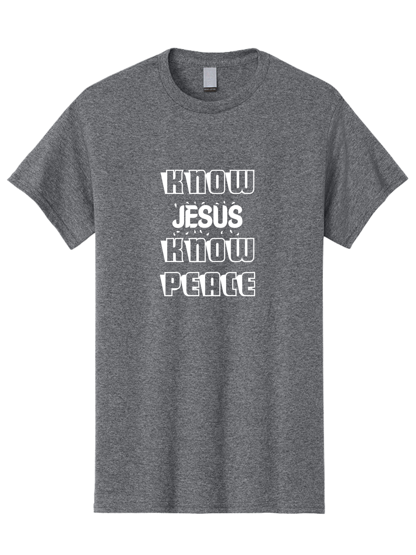 Know Jesus Know Peace Men'S Graphic Tee, 100% Cotton, Comfortable Casual Summer Wear, Machine Washable, Inspirational Quote, Faith-Based Message, Christian Values, Know Jesus Know Peace, Motivational Phrase, Spiritual Guidance, Jesus Christ, Aae437 29