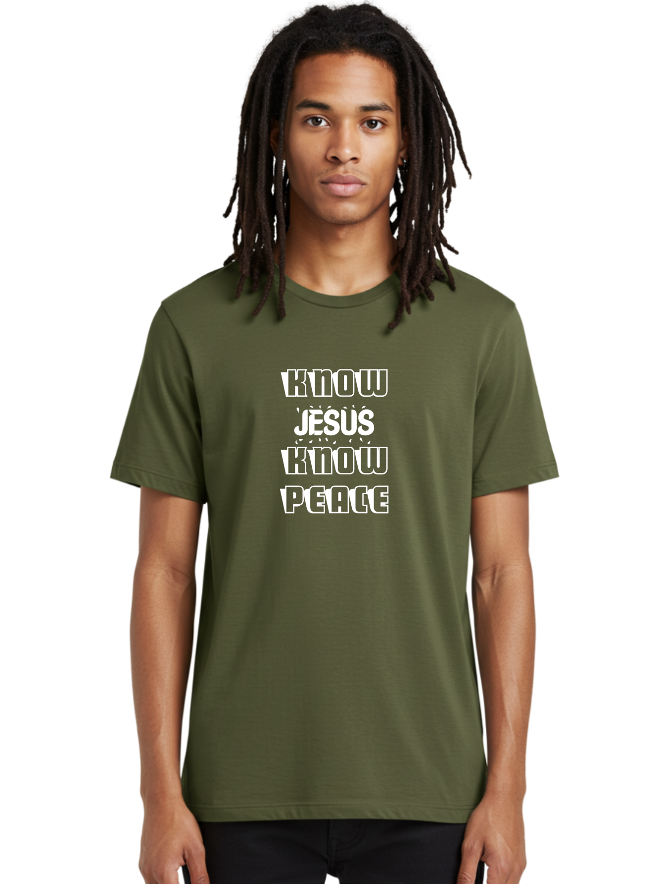 Know Jesus Know Peace Men'S Graphic Tee, 100% Cotton, Comfortable Casual Summer Wear, Machine Washable, Inspirational Quote, Faith-Based Message, Christian Values, Know Jesus Know Peace, Motivational Phrase, Spiritual Guidance, Jesus Christ, Aae437 4
