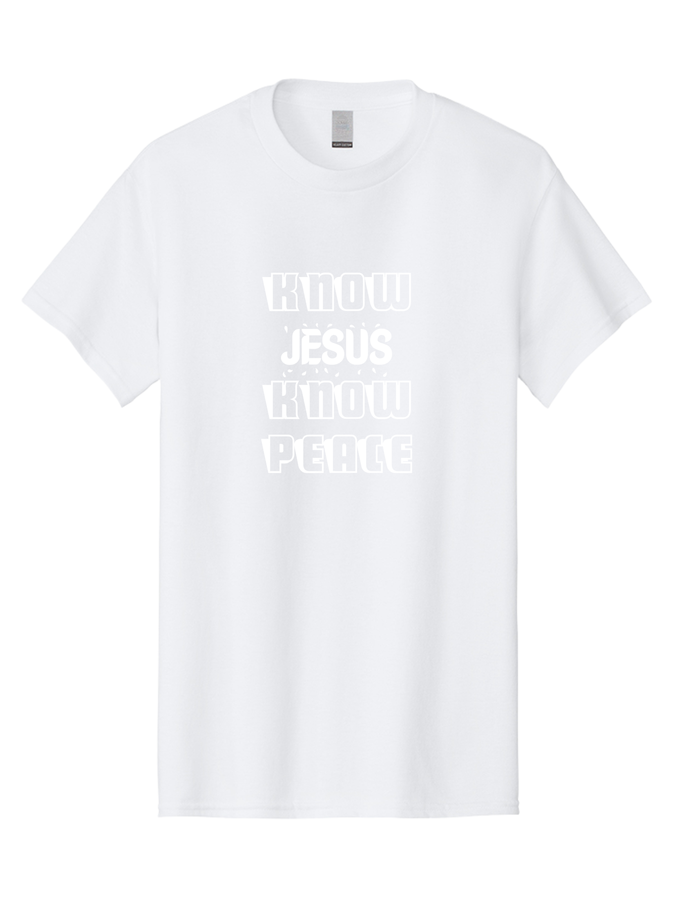 Know Jesus Know Peace Men'S Graphic Tee, 100% Cotton, Comfortable Casual Summer Wear, Machine Washable, Inspirational Quote, Faith-Based Message, Christian Values, Know Jesus Know Peace, Motivational Phrase, Spiritual Guidance, Jesus Christ, Aae437 21