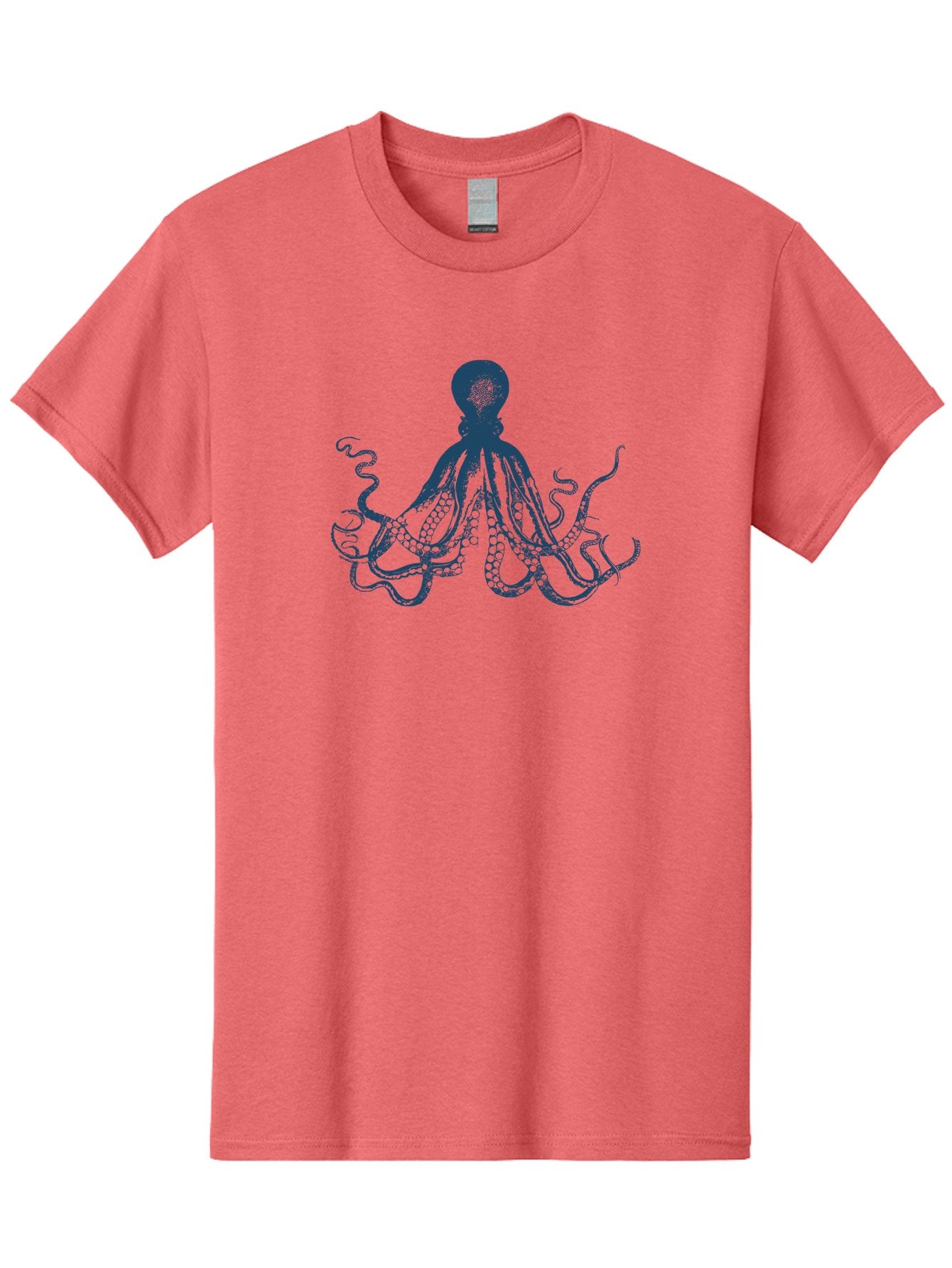 Kraken Octopus Men'S Graphic Tee, 100% Cotton, Comfortable Casual Summer Wear, Machine Washable, Octopus Illustration, Dark Blue Octopus, Underwater Creature, Ocean Animal, Sea Life, Squid-Like, Eight Arms, Suckers, Tentacles, Marine Biology Aae438 15
