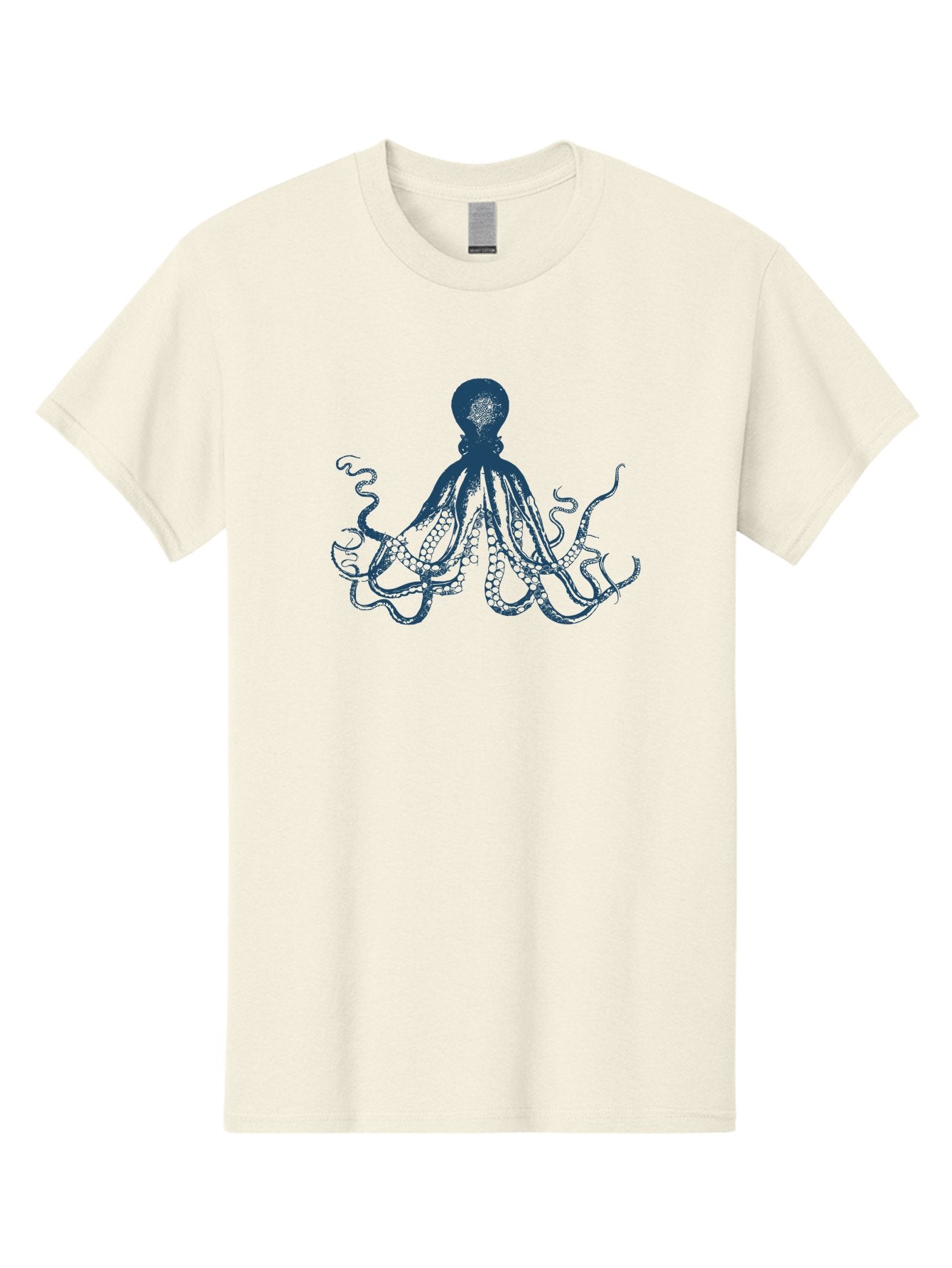 Kraken Octopus Men'S Graphic Tee, 100% Cotton, Comfortable Casual Summer Wear, Machine Washable, Octopus Illustration, Dark Blue Octopus, Underwater Creature, Ocean Animal, Sea Life, Squid-Like, Eight Arms, Suckers, Tentacles, Marine Biology Aae438