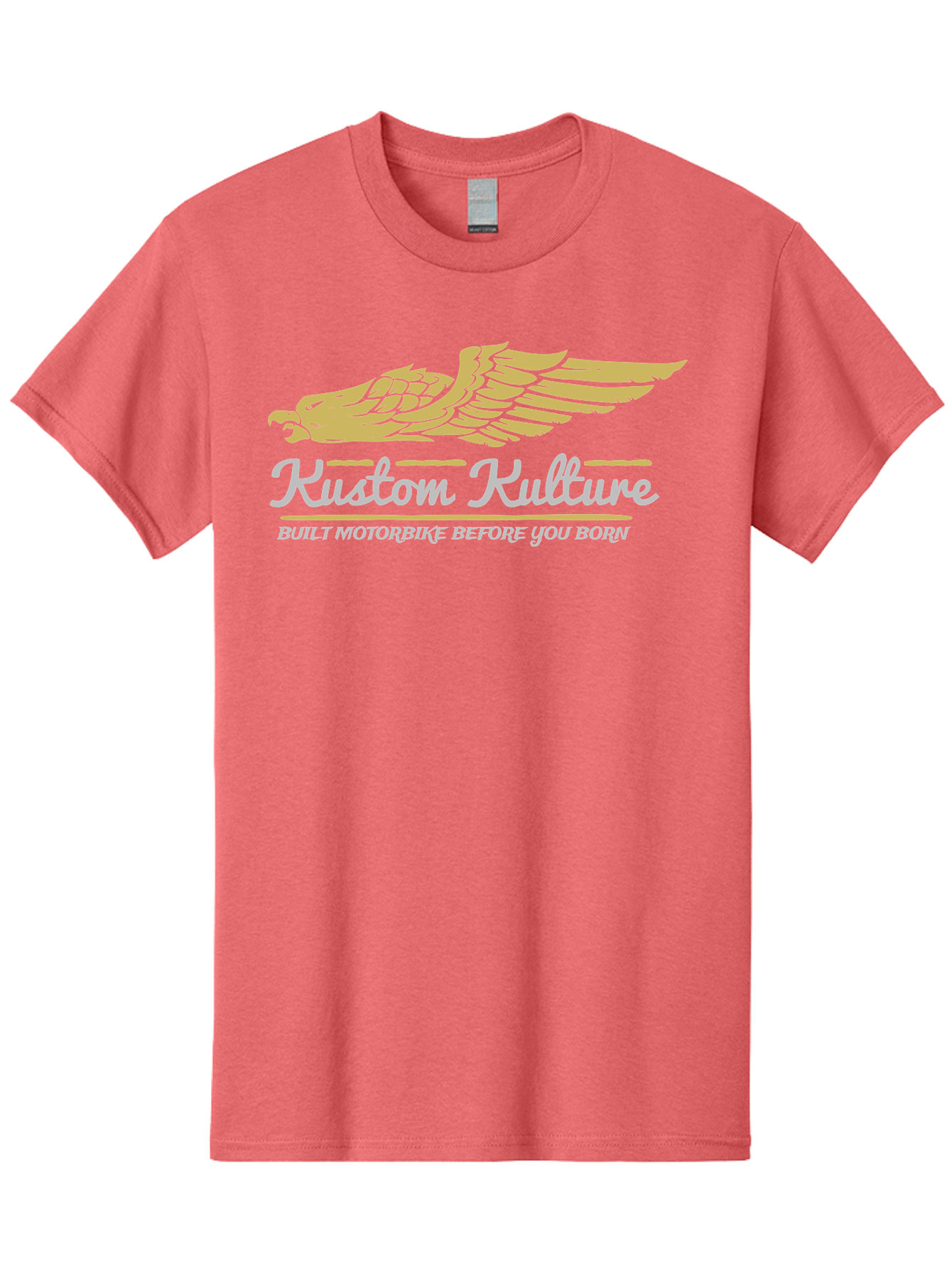 Kustom Kulture Eagle Men'S Graphic Tee, 100% Cotton, Comfortable Casual Summer Wear, Machine Washable, Eagle Logo, Kustom Kulture, Custom Motorcycle Culture, Motorbike Enthusiasts, Built Motorbike Before You Born, Vintage Motorcycle, Aae439