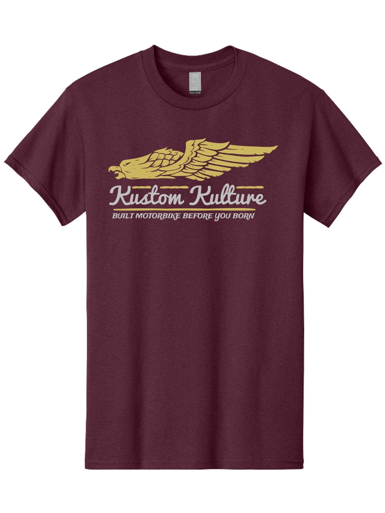Kustom Kulture Eagle Men'S Graphic Tee, 100% Cotton, Comfortable Casual Summer Wear, Machine Washable, Eagle Logo, Kustom Kulture, Custom Motorcycle Culture, Motorbike Enthusiasts, Built Motorbike Before You Born, Vintage Motorcycle, Aae439 8