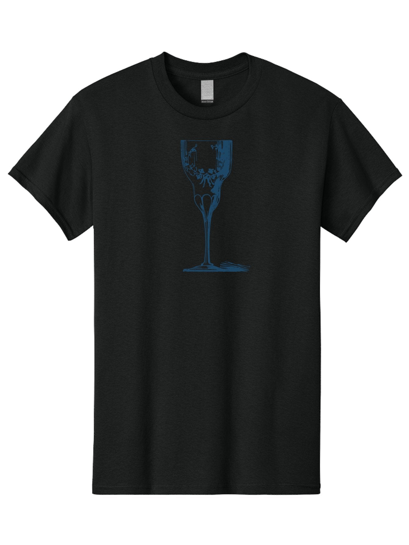 Laced Vine Crystal Glass Men'S Graphic Tee, 100% Cotton, Comfortable Casual Summer Wear, Machine Washable, Wine Glass, Broken Glass, Shattered Glass, Abstract Art, Dark Blue Illustration, Modern Design, Luxury Lifestyle, Elegant Glassware, Aae442 7