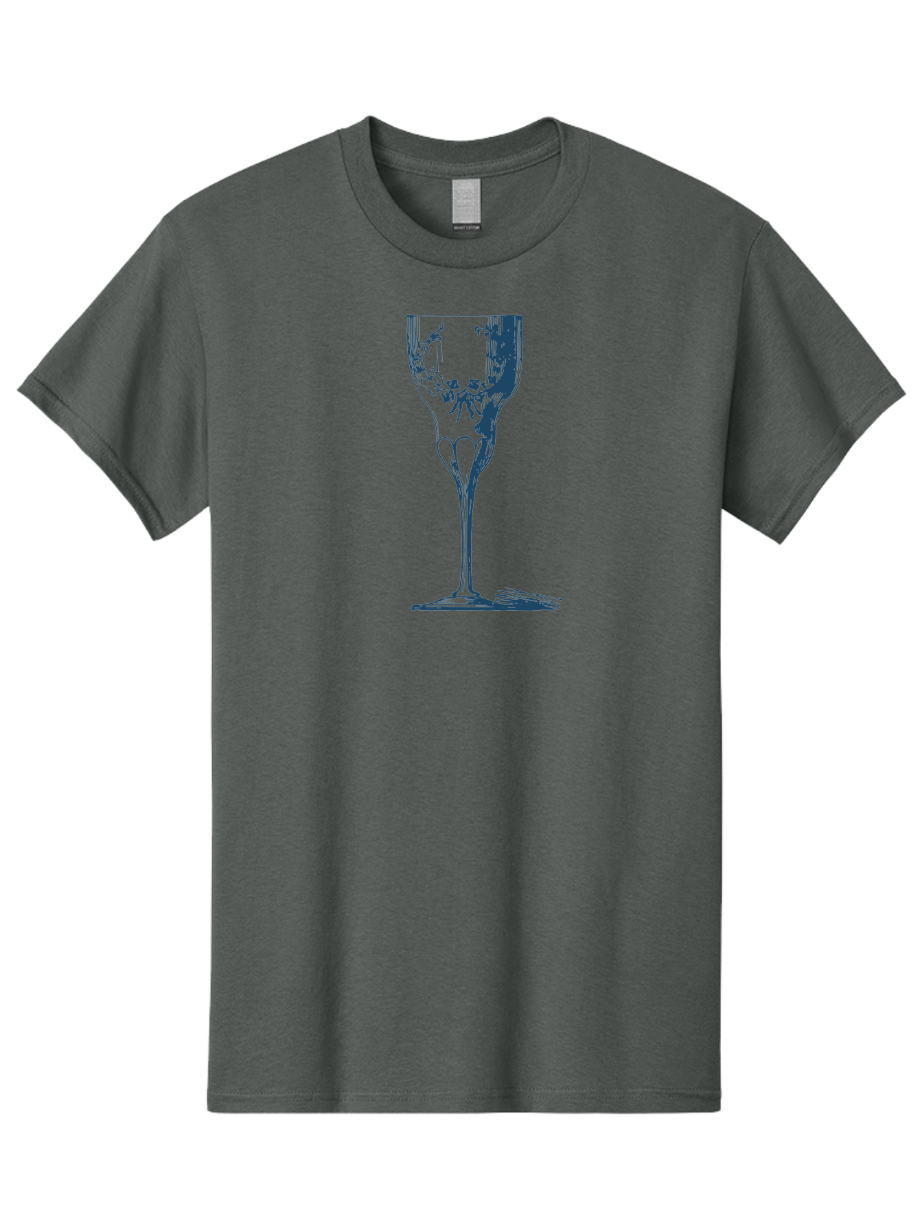 Laced Vine Crystal Glass Men'S Graphic Tee, 100% Cotton, Comfortable Casual Summer Wear, Machine Washable, Wine Glass, Broken Glass, Shattered Glass, Abstract Art, Dark Blue Illustration, Modern Design, Luxury Lifestyle, Elegant Glassware, Aae442 23