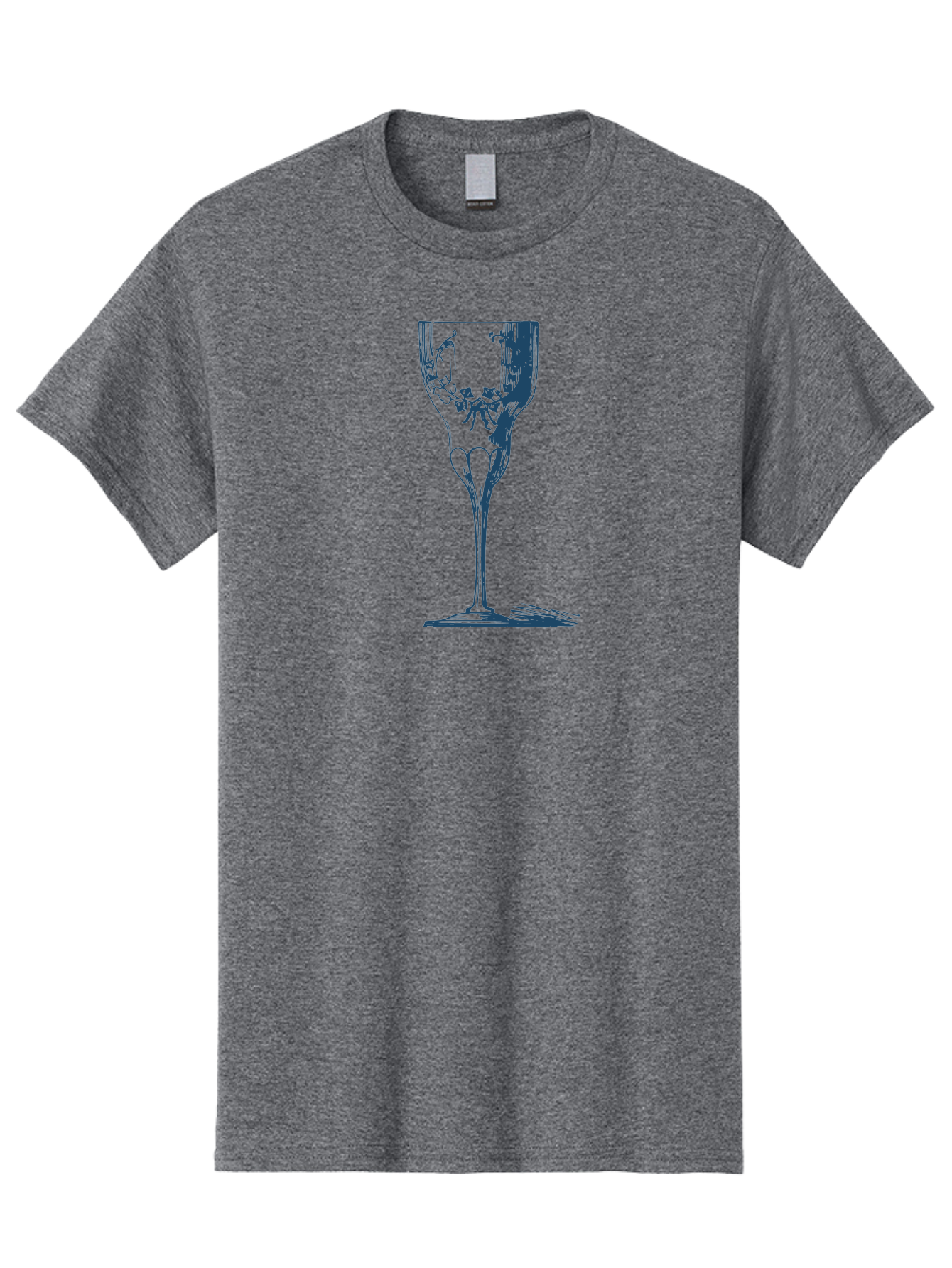 Laced Vine Crystal Glass Men'S Graphic Tee, 100% Cotton, Comfortable Casual Summer Wear, Machine Washable, Wine Glass, Broken Glass, Shattered Glass, Abstract Art, Dark Blue Illustration, Modern Design, Luxury Lifestyle, Elegant Glassware, Aae442 25