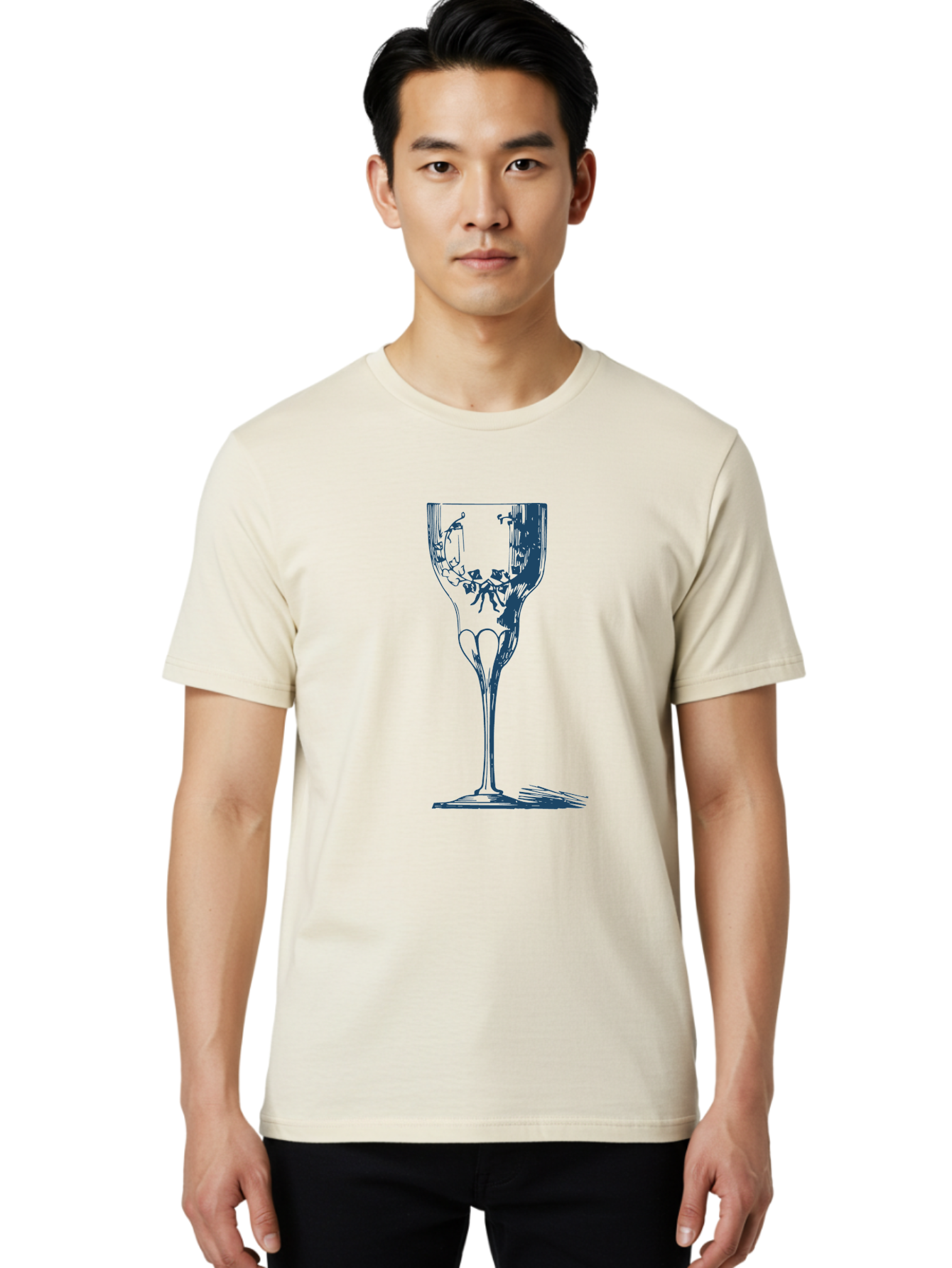 Laced Vine Crystal Glass Men'S Graphic Tee, 100% Cotton, Comfortable Casual Summer Wear, Machine Washable, Wine Glass, Broken Glass, Shattered Glass, Abstract Art, Dark Blue Illustration, Modern Design, Luxury Lifestyle, Elegant Glassware, Aae442 14