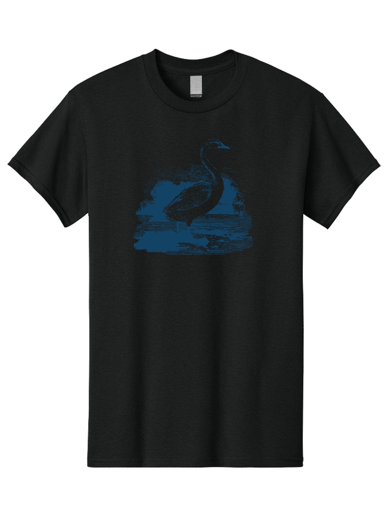 Lakeborn Swan Men'S Graphic Tee, 100% Cotton, Comfortable Casual Summer Wear, Machine Washable, Duck, Waterfowl, Bird Illustration, Graphic Art, Simple Design, Minimalist Style, Monochrome Effect, Wildlife, Nature Aae443 12