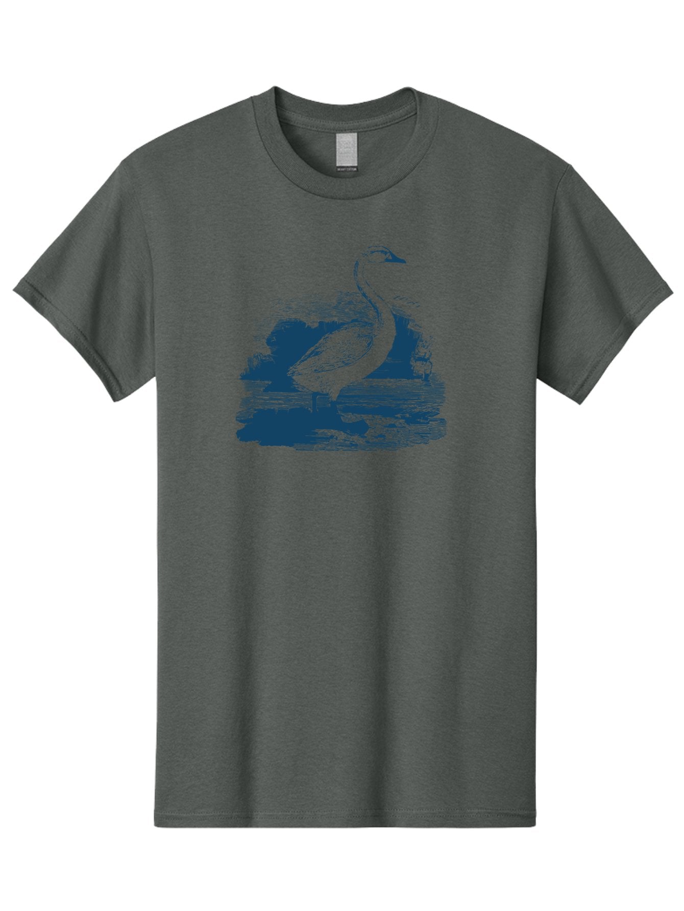 Lakeborn Swan Men'S Graphic Tee, 100% Cotton, Comfortable Casual Summer Wear, Machine Washable, Duck, Waterfowl, Bird Illustration, Graphic Art, Simple Design, Minimalist Style, Monochrome Effect, Wildlife, Nature Aae443 13