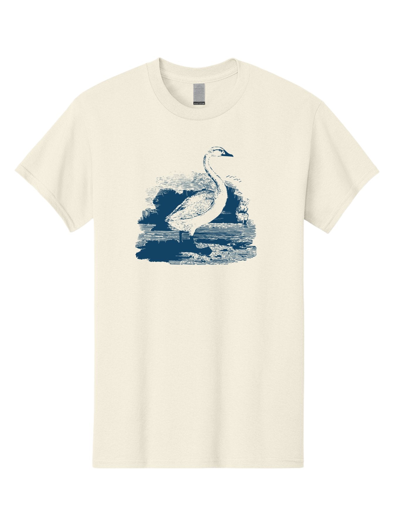 Lakeborn Swan Men'S Graphic Tee, 100% Cotton, Comfortable Casual Summer Wear, Machine Washable, Duck, Waterfowl, Bird Illustration, Graphic Art, Simple Design, Minimalist Style, Monochrome Effect, Wildlife, Nature Aae443 8