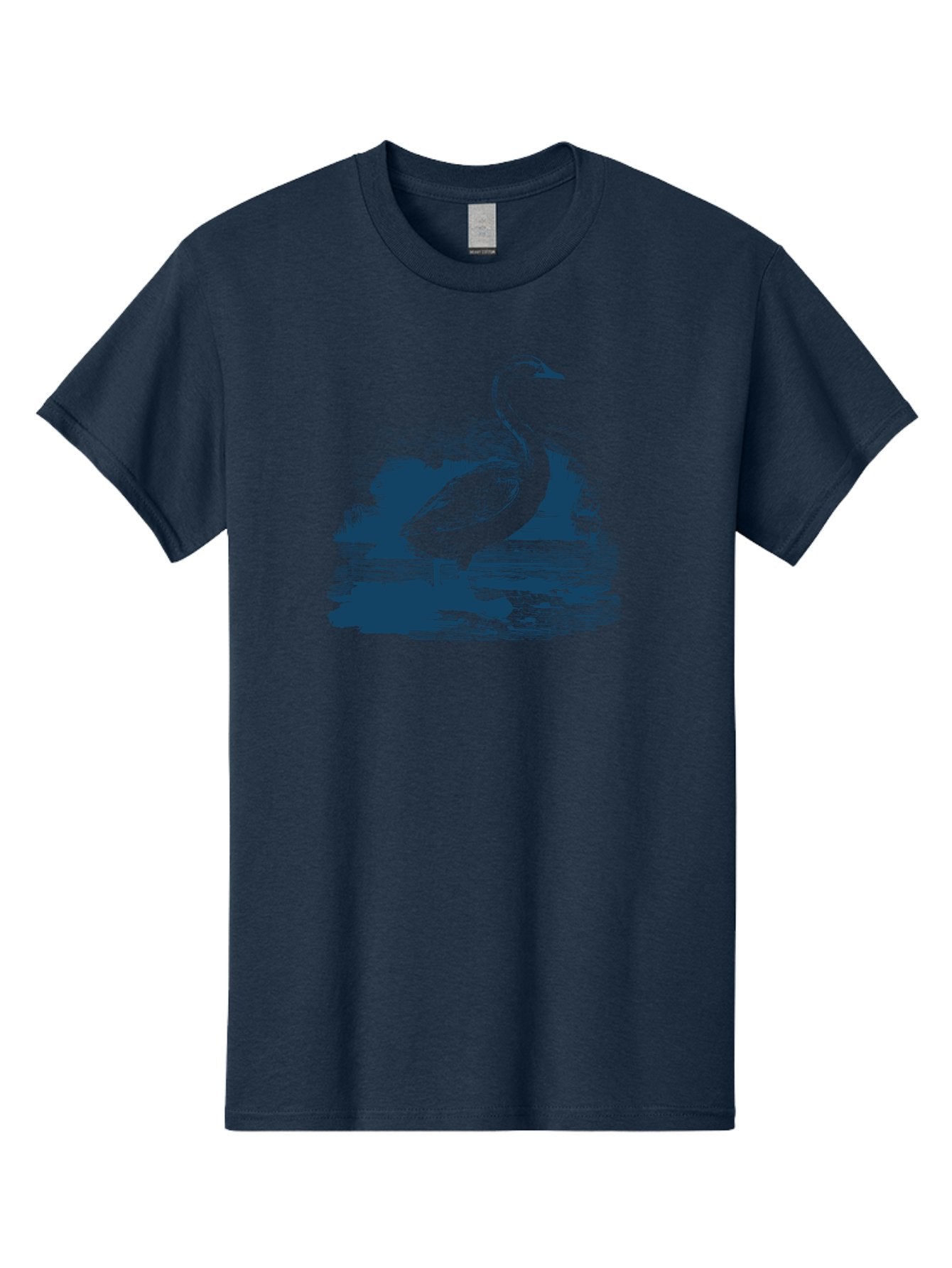 Lakeborn Swan Men'S Graphic Tee, 100% Cotton, Comfortable Casual Summer Wear, Machine Washable, Duck, Waterfowl, Bird Illustration, Graphic Art, Simple Design, Minimalist Style, Monochrome Effect, Wildlife, Nature Aae443 4