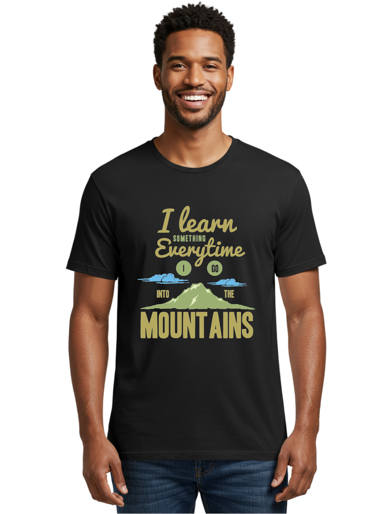 Learn From The Mountains Men'S Graphic Tee, 100% Cotton, Comfortable Casual Summer Wear, Machine Washable, Motivational Quote, Inspirational Message, Mountain Landscape, Personal Growth, Self-Improvement, Outdoors Adventure, Hiking, Aae445 26