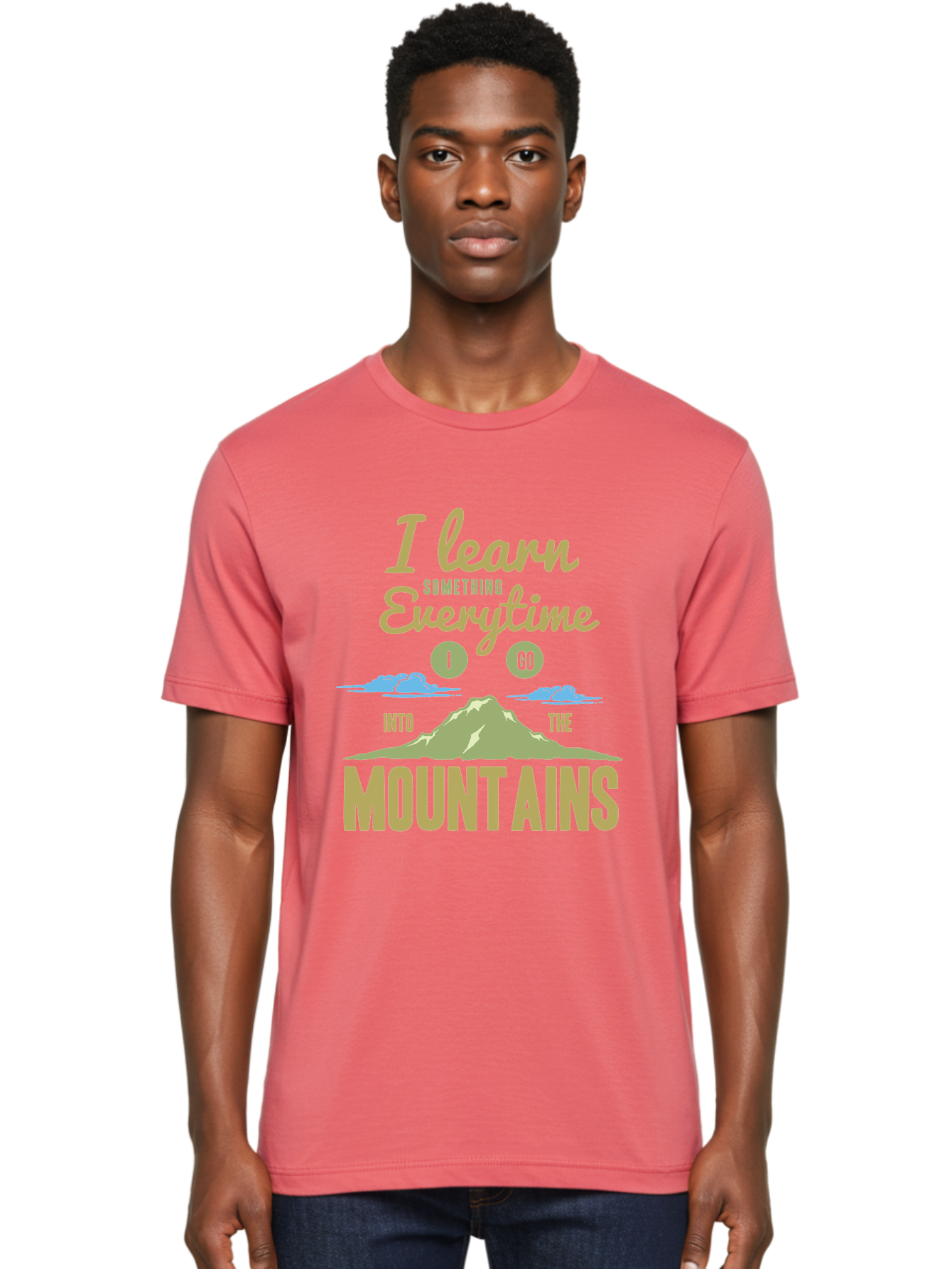 Learn From The Mountains Men'S Graphic Tee, 100% Cotton, Comfortable Casual Summer Wear, Machine Washable, Motivational Quote, Inspirational Message, Mountain Landscape, Personal Growth, Self-Improvement, Outdoors Adventure, Hiking, Aae445 6