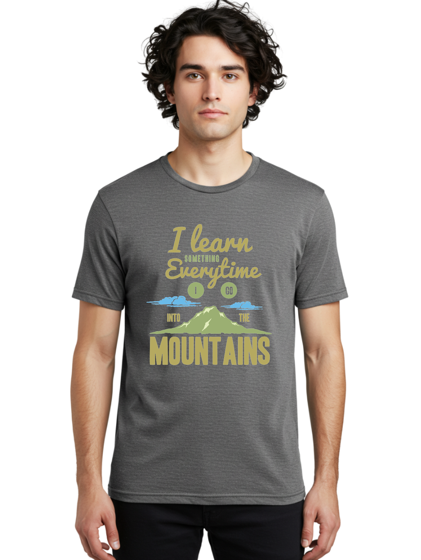 Learn From The Mountains Men'S Graphic Tee, 100% Cotton, Comfortable Casual Summer Wear, Machine Washable, Motivational Quote, Inspirational Message, Mountain Landscape, Personal Growth, Self-Improvement, Outdoors Adventure, Hiking, Aae445 8