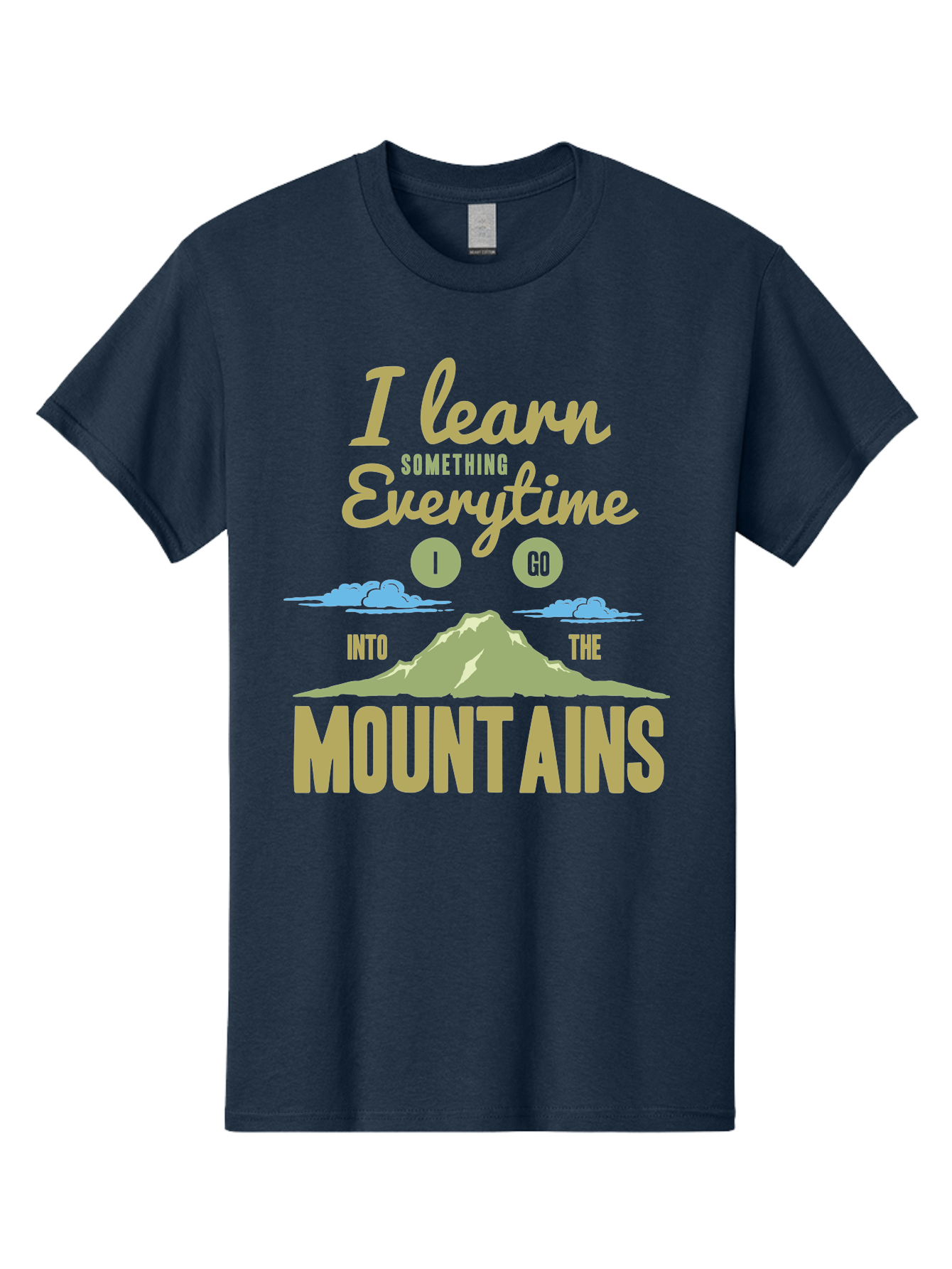 Learn From The Mountains Men'S Graphic Tee, 100% Cotton, Comfortable Casual Summer Wear, Machine Washable, Motivational Quote, Inspirational Message, Mountain Landscape, Personal Growth, Self-Improvement, Outdoors Adventure, Hiking, Aae445