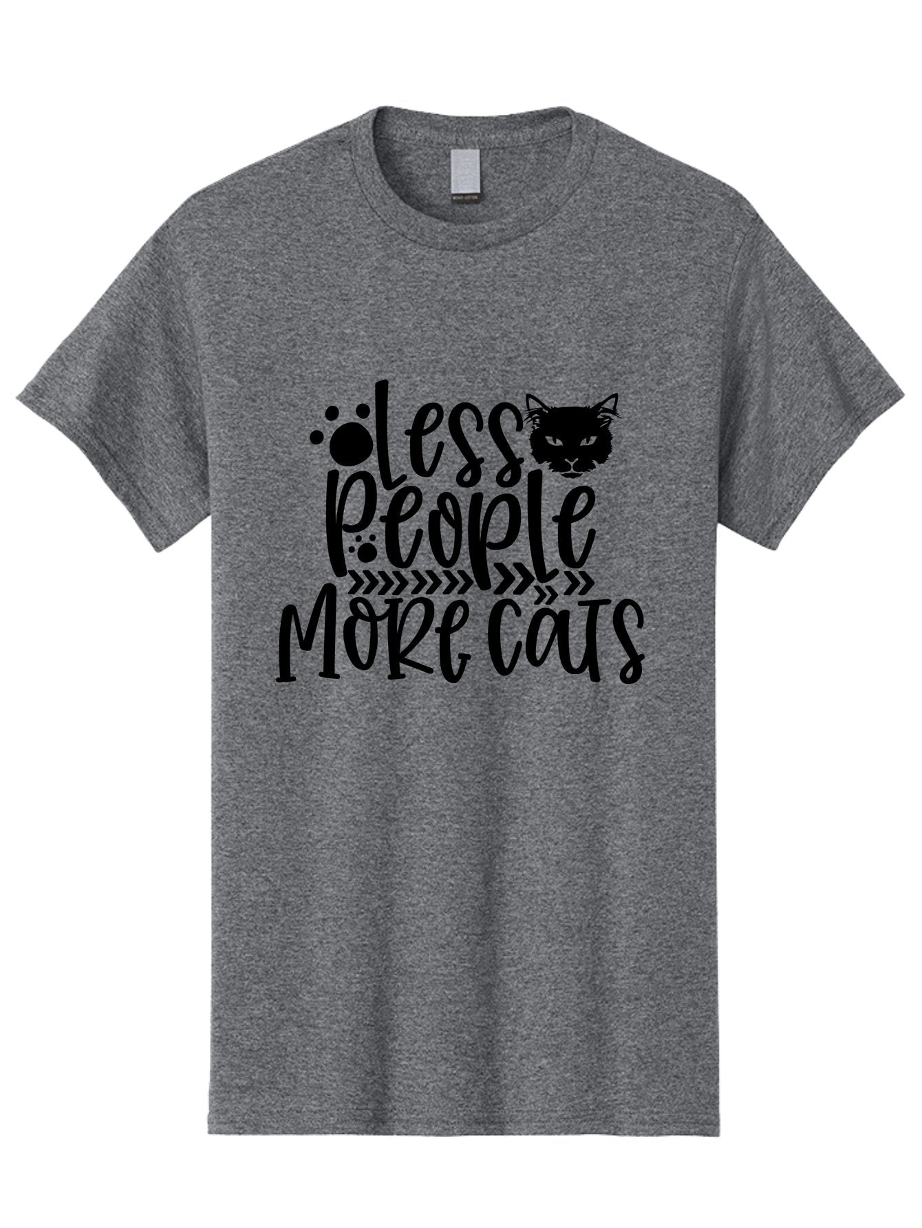 Less People More Cats Men'S Graphic Tee, 100% Cotton, Comfortable Casual Summer Wear, Machine Washable, Cat Lovers, Feline Obsession, Humorous Quote, Cat Paws, Cat Face, Quirky Design, Funny Cat Saying, Cat Meme, Less People More Cats Aae446 10