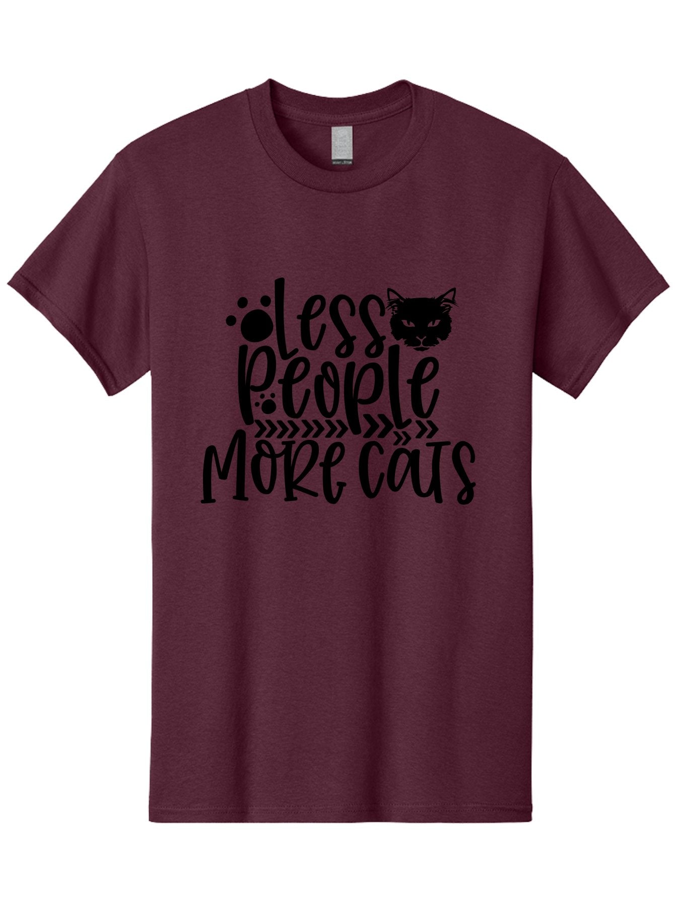 Less People More Cats Men'S Graphic Tee, 100% Cotton, Comfortable Casual Summer Wear, Machine Washable, Cat Lovers, Feline Obsession, Humorous Quote, Cat Paws, Cat Face, Quirky Design, Funny Cat Saying, Cat Meme, Less People More Cats Aae446 15
