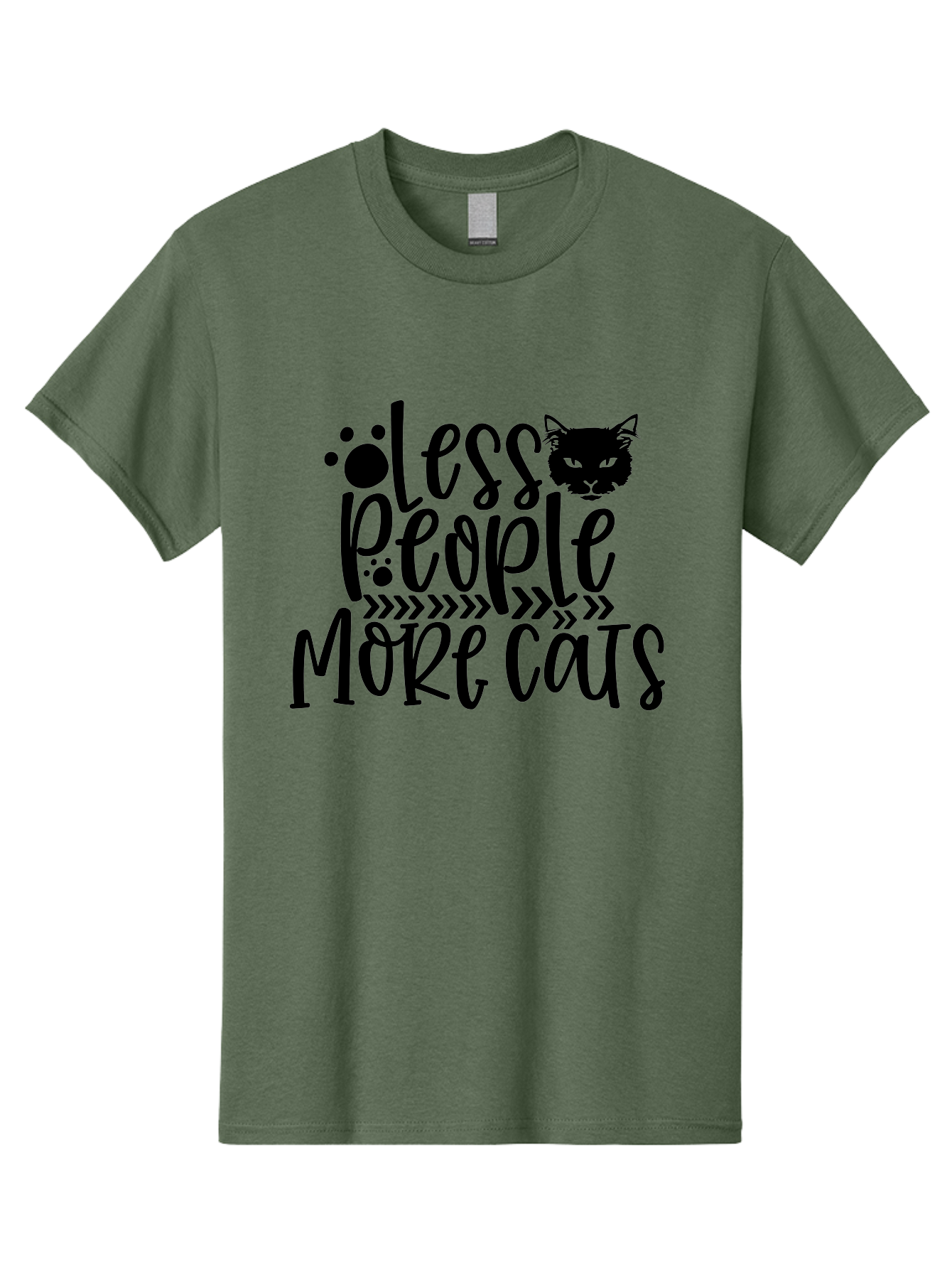 Less People More Cats Men'S Graphic Tee, 100% Cotton, Comfortable Casual Summer Wear, Machine Washable, Cat Lovers, Feline Obsession, Humorous Quote, Cat Paws, Cat Face, Quirky Design, Funny Cat Saying, Cat Meme, Less People More Cats Aae446 11