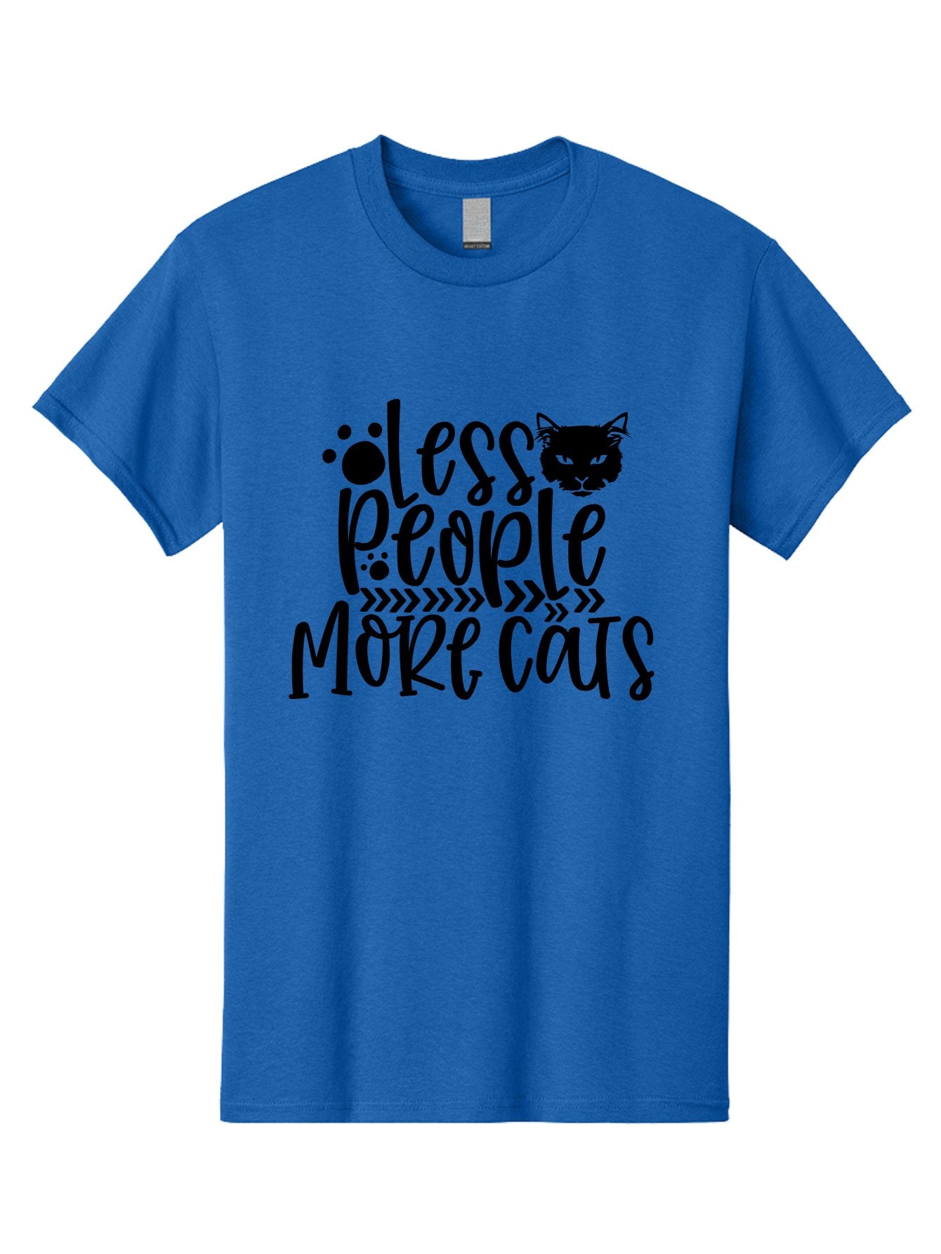 Less People More Cats Men'S Graphic Tee, 100% Cotton, Comfortable Casual Summer Wear, Machine Washable, Cat Lovers, Feline Obsession, Humorous Quote, Cat Paws, Cat Face, Quirky Design, Funny Cat Saying, Cat Meme, Less People More Cats Aae446