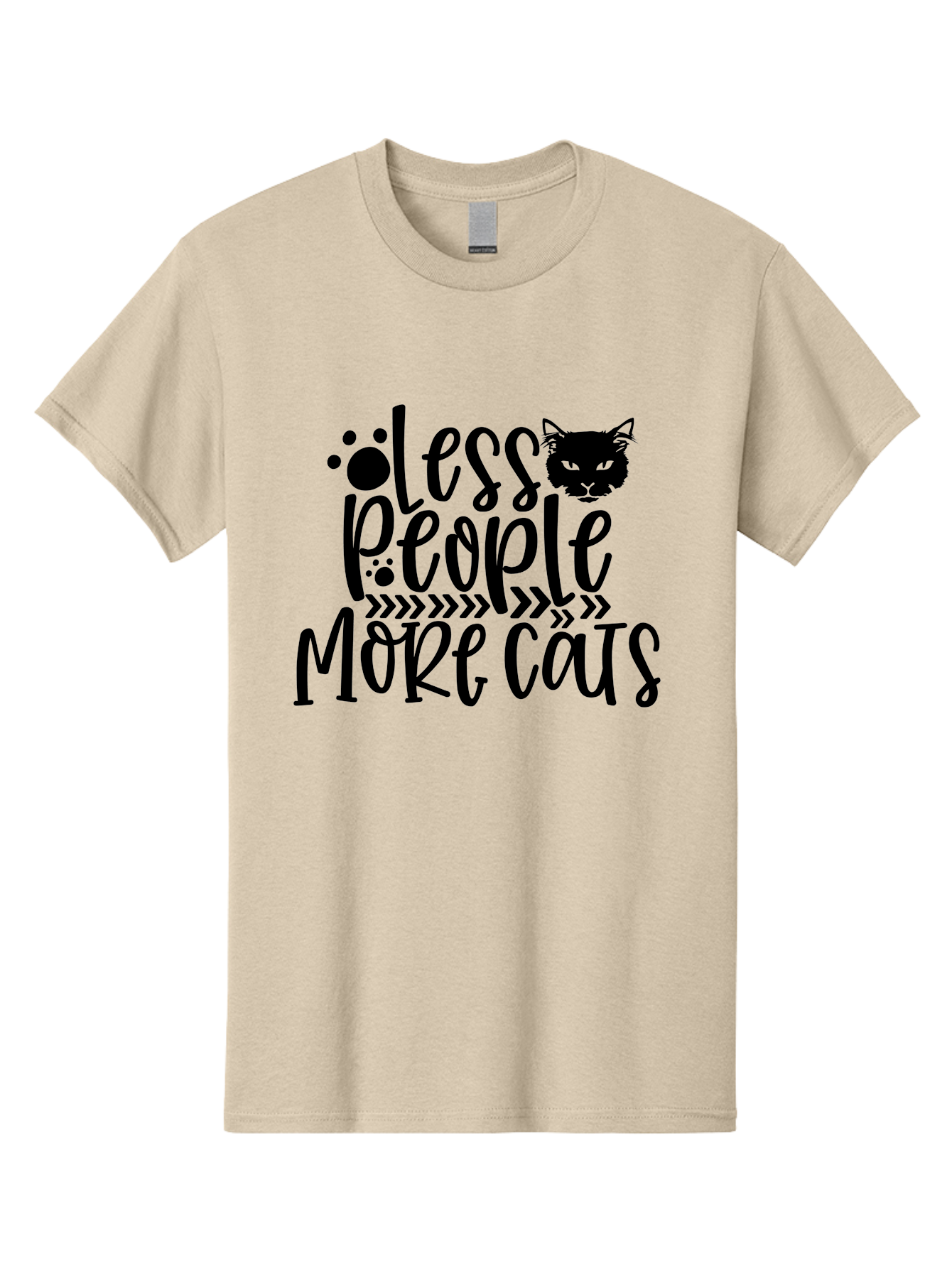 Less People More Cats Men'S Graphic Tee, 100% Cotton, Comfortable Casual Summer Wear, Machine Washable, Cat Lovers, Feline Obsession, Humorous Quote, Cat Paws, Cat Face, Quirky Design, Funny Cat Saying, Cat Meme, Less People More Cats Aae446