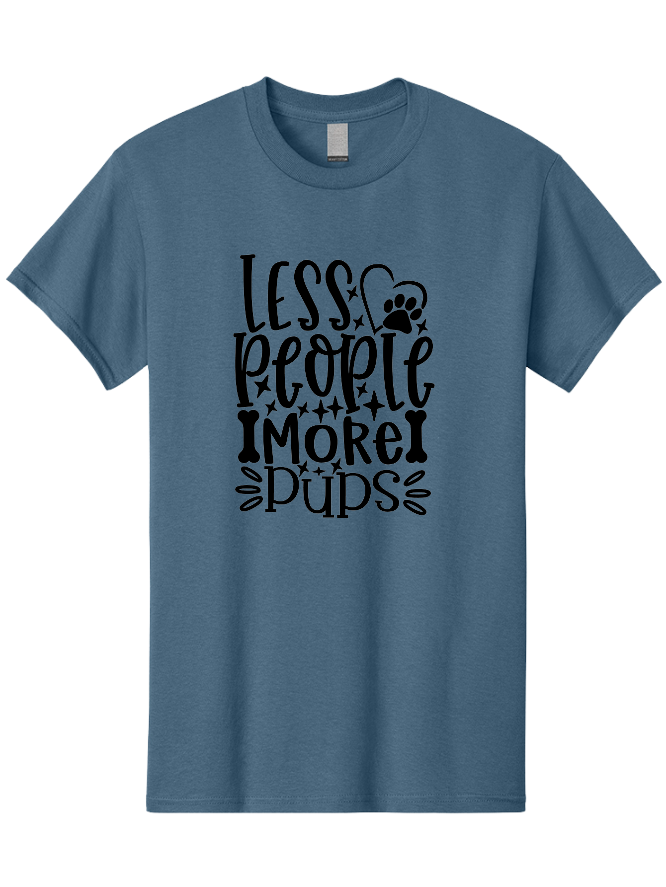 Less People More Pups- Men'S Graphic Tee, 100% Cotton, Comfortable Casual Summer Wear, Machine Washable, Dog Lover Quote, Pet Friendly, Funny Dog Sayings, Dog Owners, Animal Lovers, Heartwarming Quotes, Paw Print, Dog Bones, Love Dogs Aae447