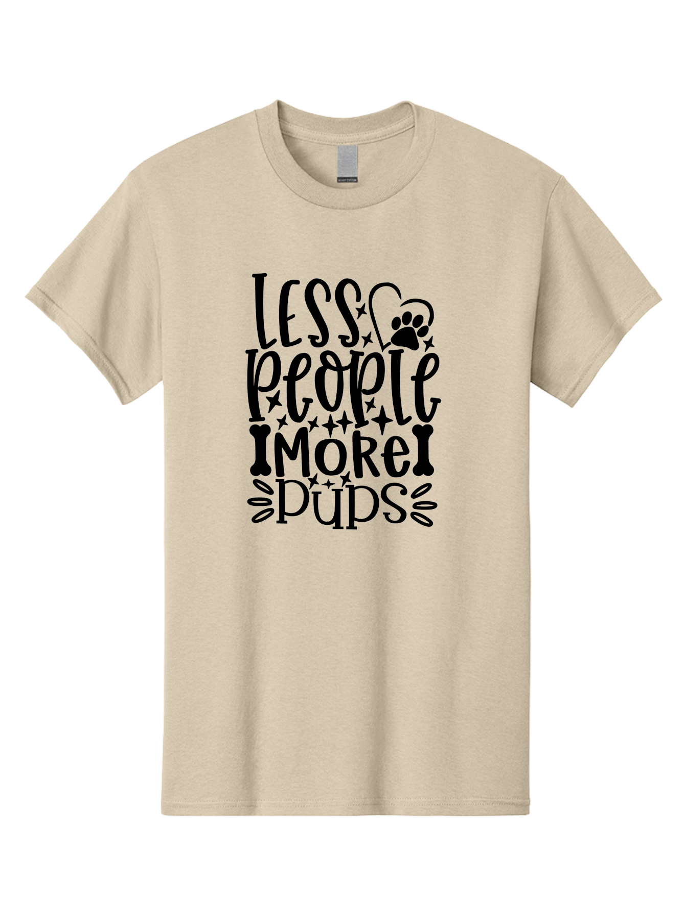 Less People More Pups- Men'S Graphic Tee, 100% Cotton, Comfortable Casual Summer Wear, Machine Washable, Dog Lover Quote, Pet Friendly, Funny Dog Sayings, Dog Owners, Animal Lovers, Heartwarming Quotes, Paw Print, Dog Bones, Love Dogs Aae447 11