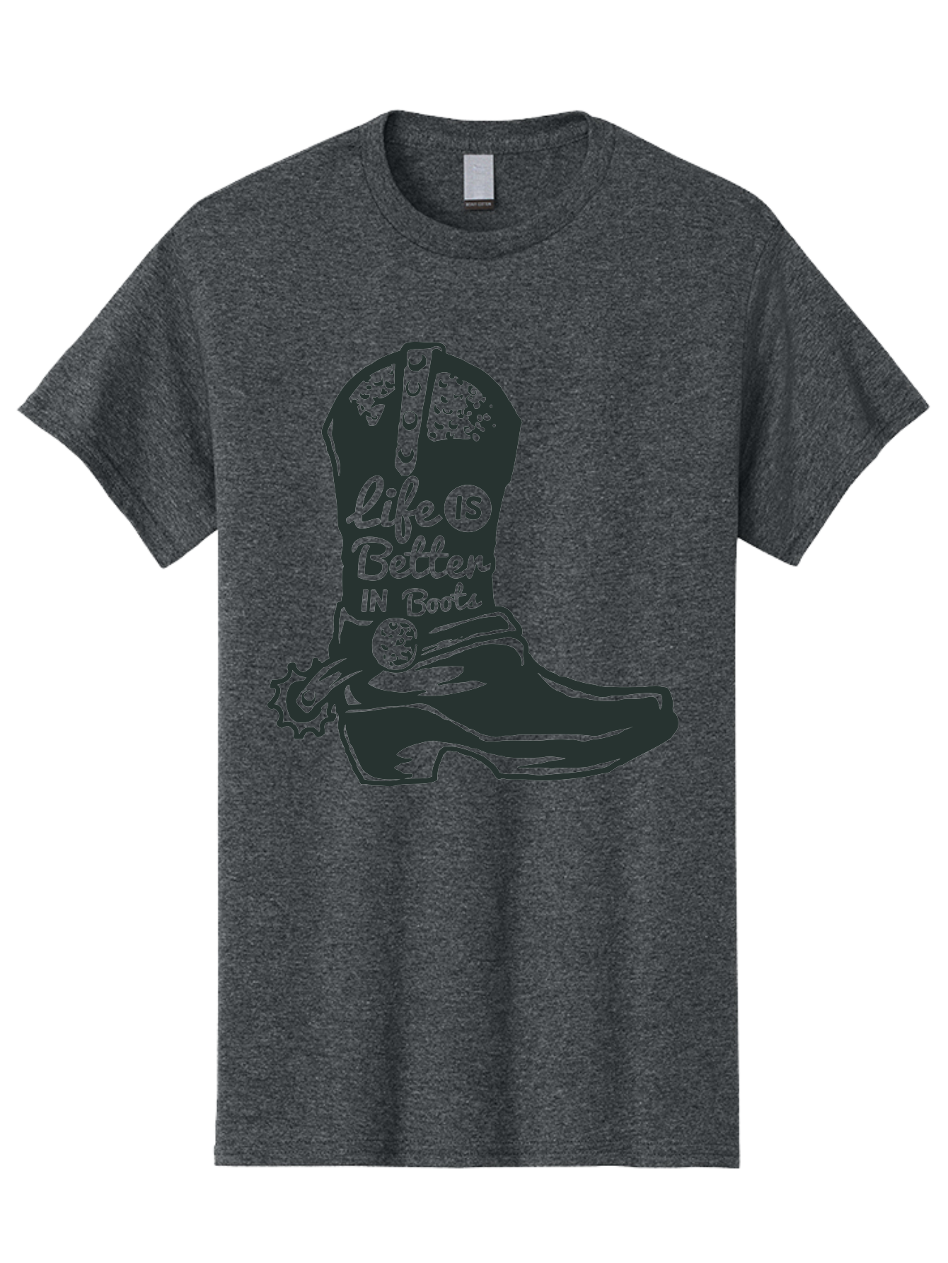 Life Is Better In Boots Men'S Graphic Tee, 100% Cotton, Comfortable Casual Summer Wear, Machine Washable, Cowboy Boots, Country Style, Western Fashion, Inspirational Quote, Rugged Charm, Country Lifestyle, Boots, Rodeo, Cowgirl, Country Music Aae450 5