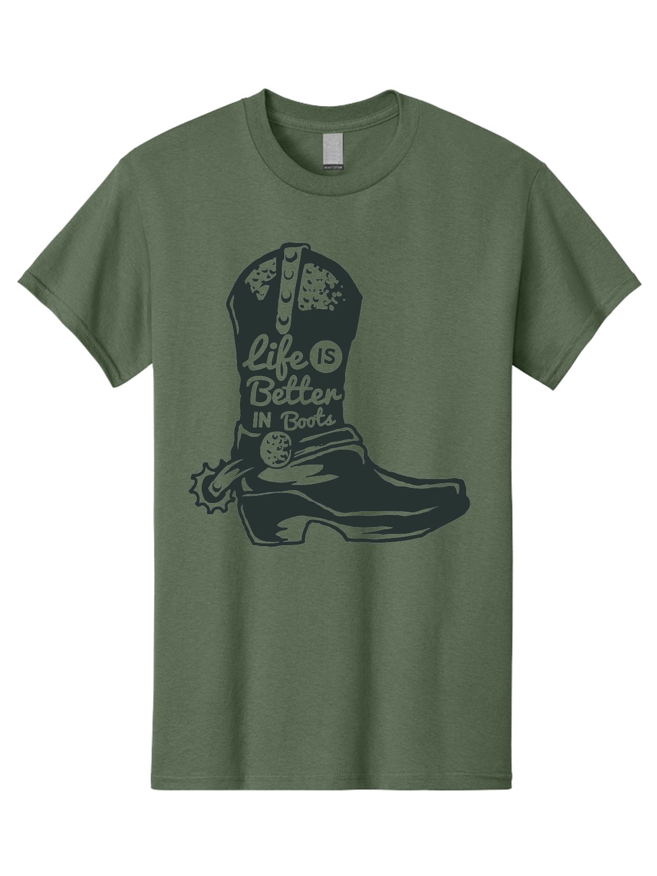 Life Is Better In Boots Men'S Graphic Tee, 100% Cotton, Comfortable Casual Summer Wear, Machine Washable, Cowboy Boots, Country Style, Western Fashion, Inspirational Quote, Rugged Charm, Country Lifestyle, Boots, Rodeo, Cowgirl, Country Music Aae450