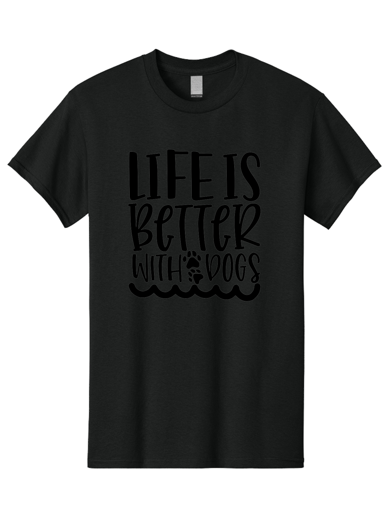 Life Is Better With Dogs Men'S Graphic Tee, 100% Cotton, Comfortable Casual Summer Wear, Machine Washable, Dog Lovers, Inspirational Quotes, Dog Owners, Pet Quotes, Paw Print, Wavy Lines, Motivational Sayings, Pet Friendly, Dog Quotes Aae452 13