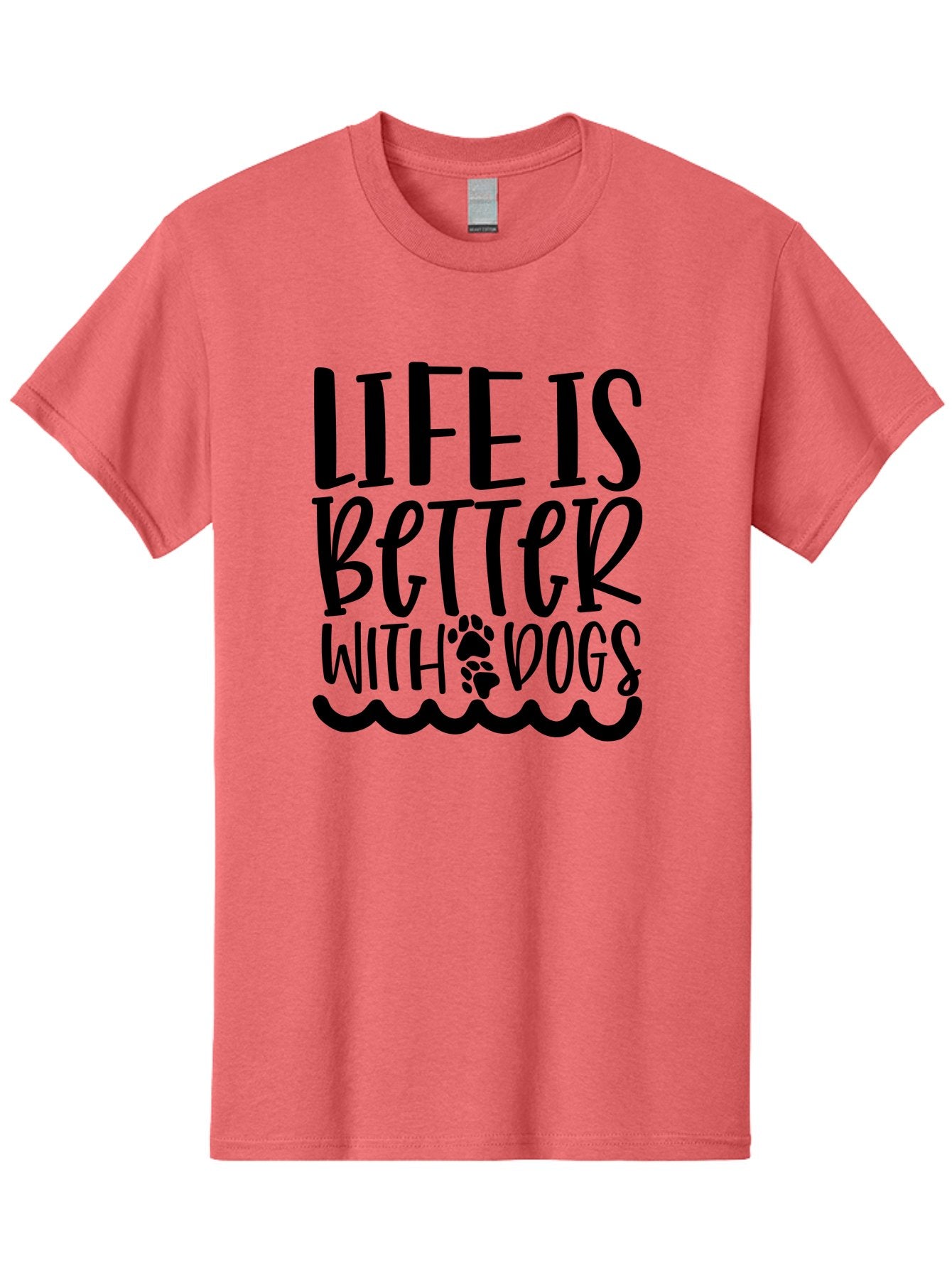 Life Is Better With Dogs Men'S Graphic Tee, 100% Cotton, Comfortable Casual Summer Wear, Machine Washable, Dog Lovers, Inspirational Quotes, Dog Owners, Pet Quotes, Paw Print, Wavy Lines, Motivational Sayings, Pet Friendly, Dog Quotes Aae452 7