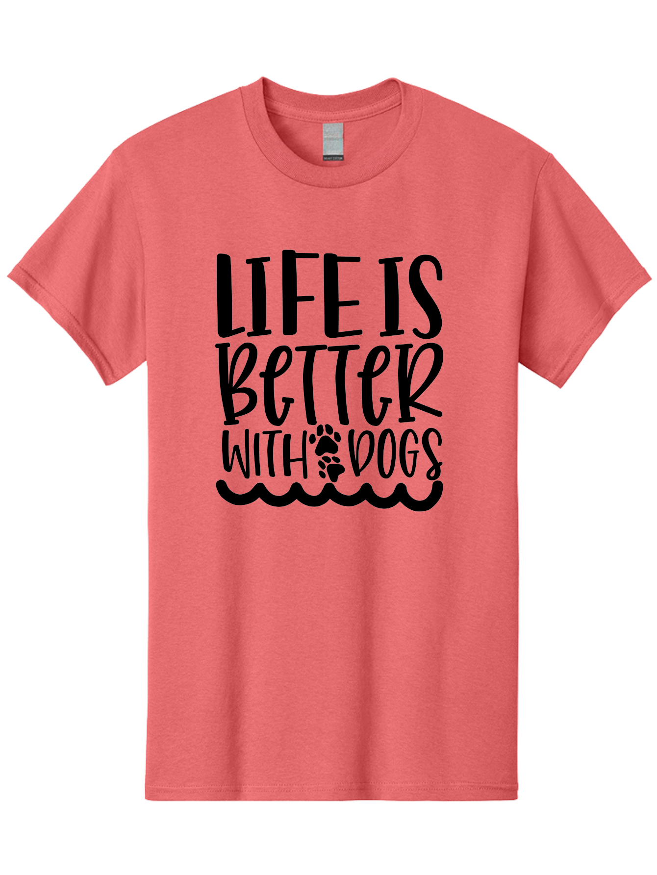 Life Is Better With Dogs Men'S Graphic Tee, 100% Cotton, Comfortable Casual Summer Wear, Machine Washable, Dog Lovers, Inspirational Quotes, Dog Owners, Pet Quotes, Paw Print, Wavy Lines, Motivational Sayings, Pet Friendly, Dog Quotes Aae452 23