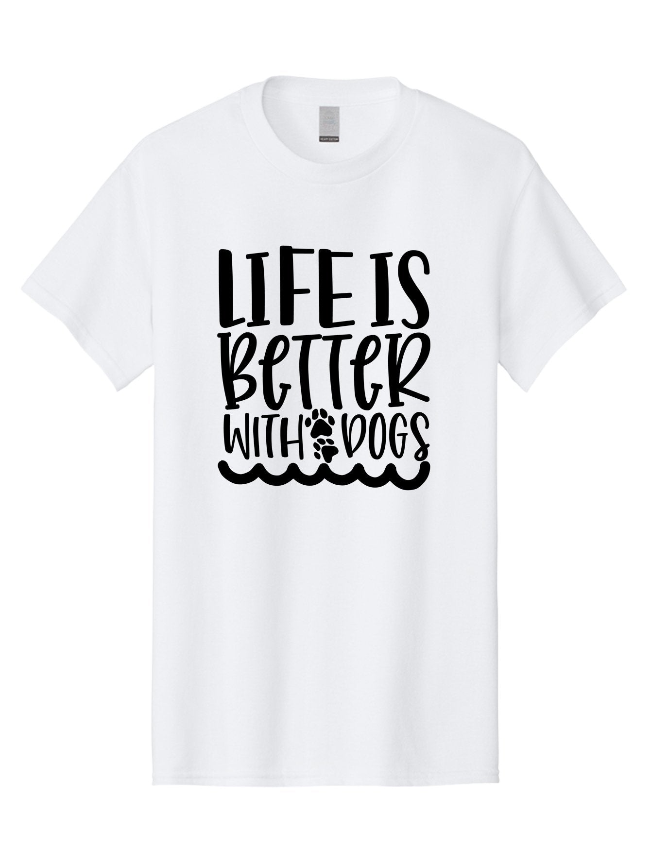 Life Is Better With Dogs Men'S Graphic Tee, 100% Cotton, Comfortable Casual Summer Wear, Machine Washable, Dog Lovers, Inspirational Quotes, Dog Owners, Pet Quotes, Paw Print, Wavy Lines, Motivational Sayings, Pet Friendly, Dog Quotes Aae452 10