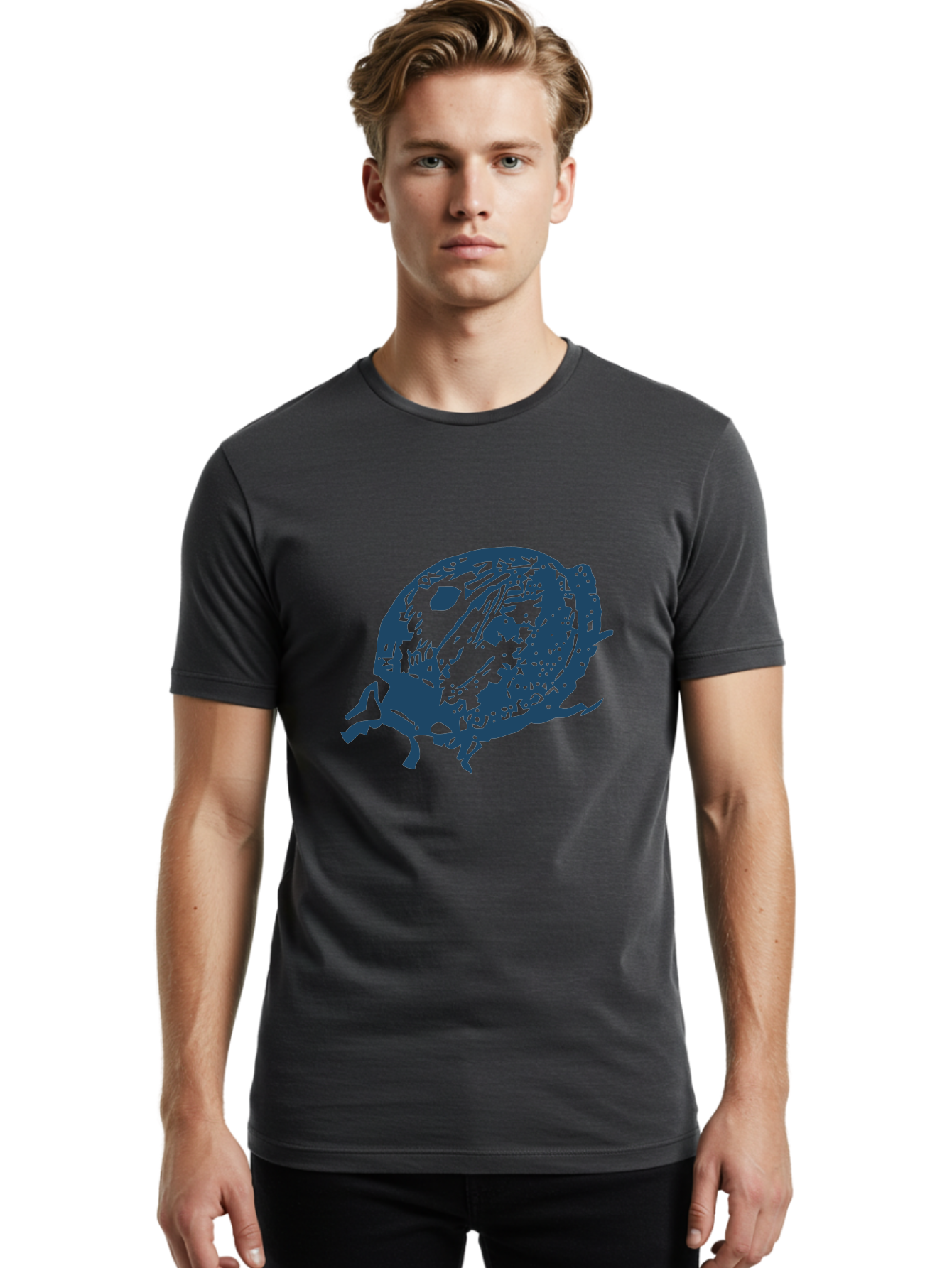 Little-Bug Men'S Graphic Tee, 100% Cotton, Comfortable Casual Summer Wear, Machine Washable, Ladybug Illustration, Insect Art, Beetle Design, Dark Blue Silhouette, Abstract Patterns, Spotted Wings, Abstract Textures, Entomology-Inspired Aae456 10